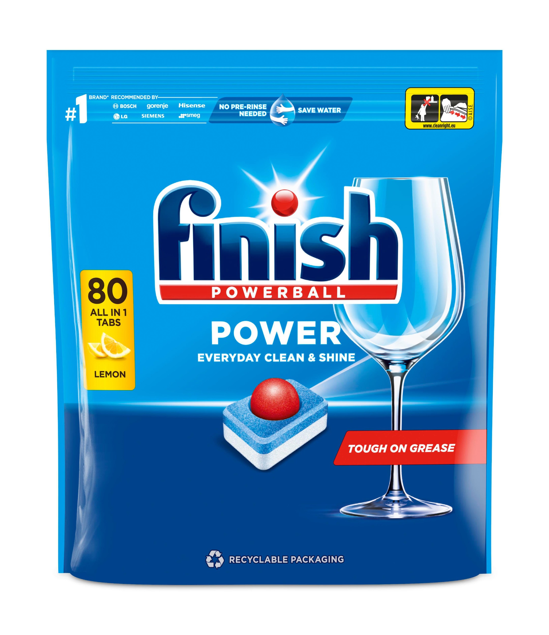 Drogerie a kosmetika - Finish Powerball All in 1 Max Lemon Sparkle Tablety do myčky 1280g 80ks