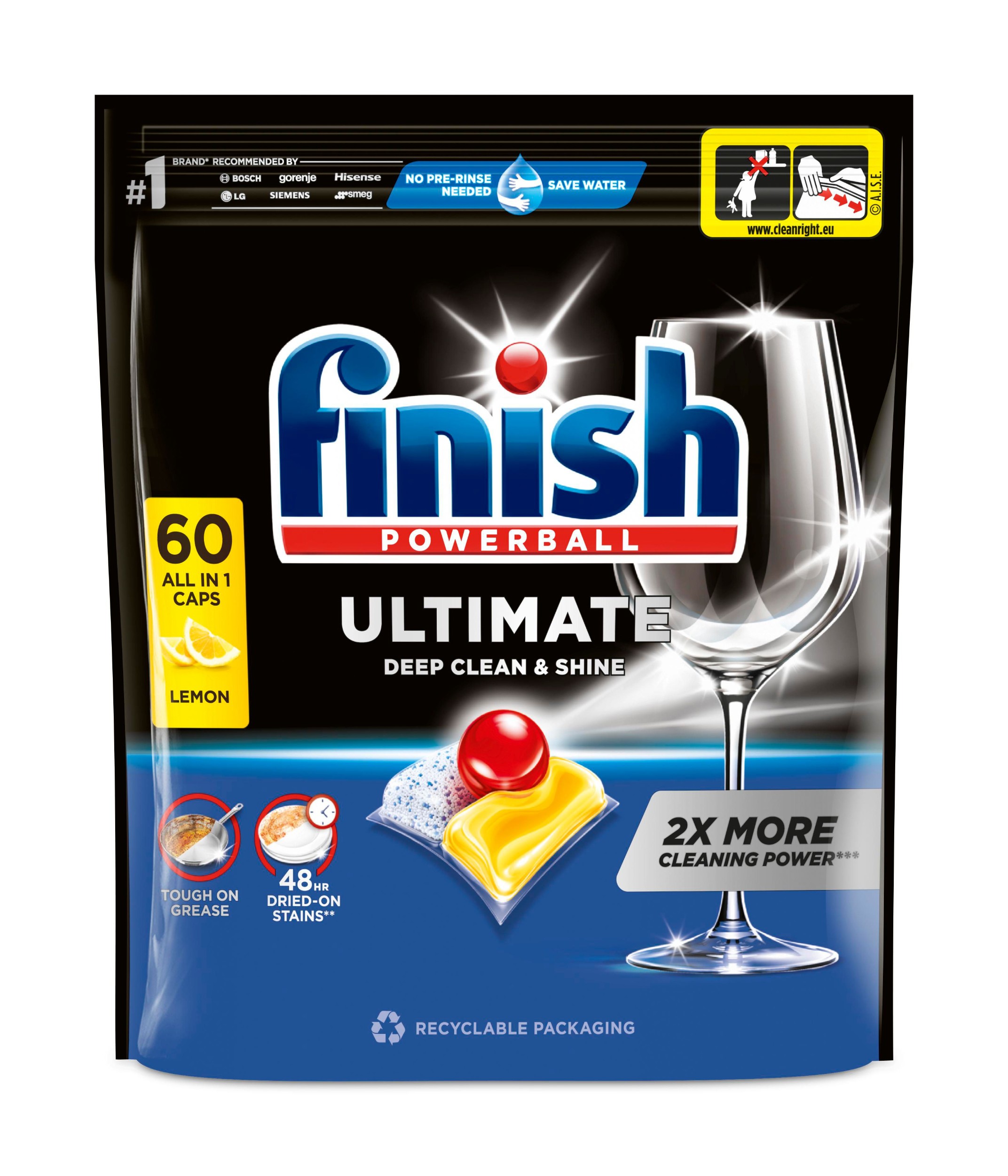 Drogerie a kosmetika - Finish Quantum Ultimate Lemon Sparkle kapsle do myčky nádobí 750g 60 ks
