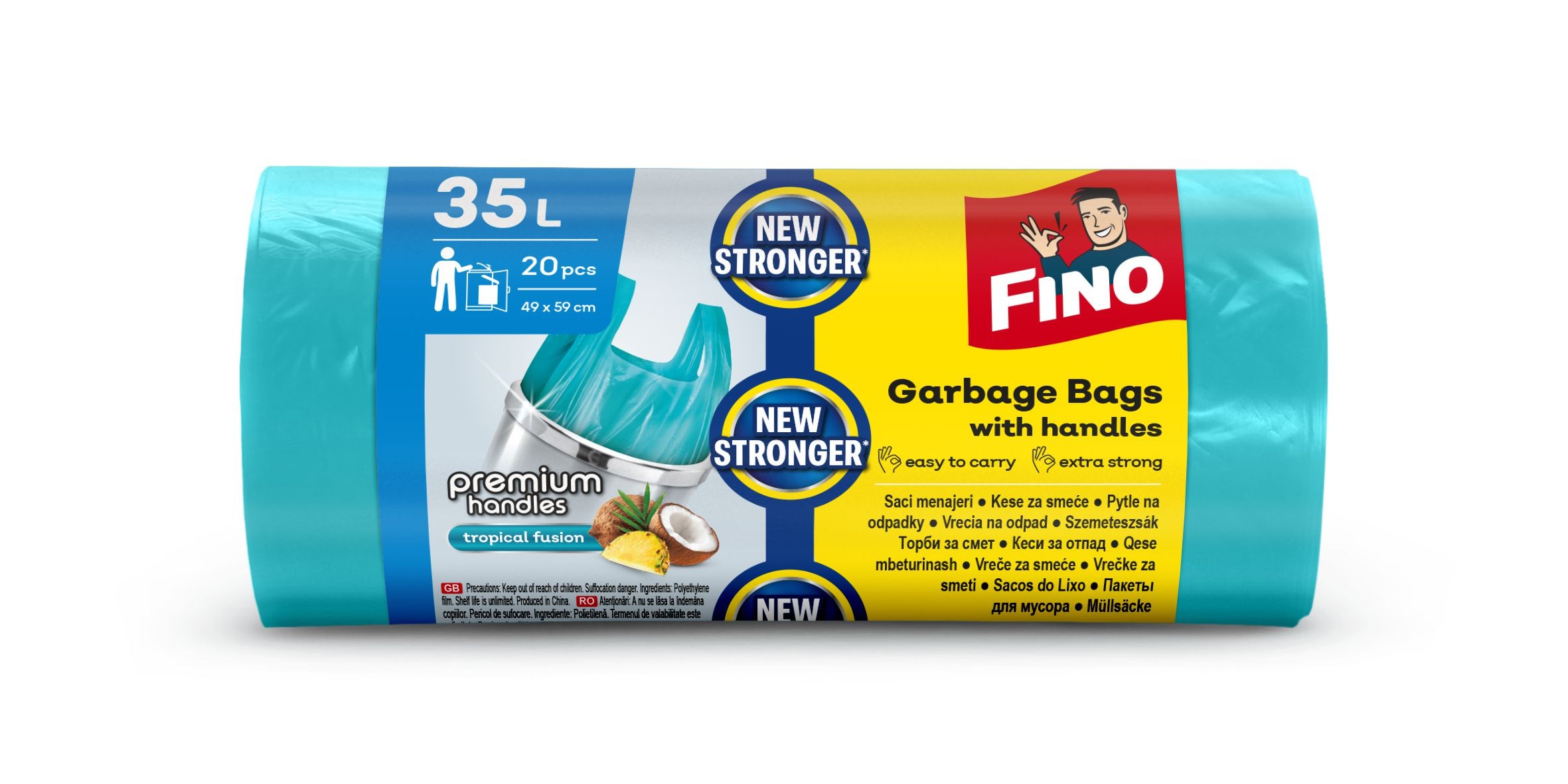 Domácnost a Zahrada - FINO HD Pytle Premium handles Aromatic 35L, 20 ks, 10 μm