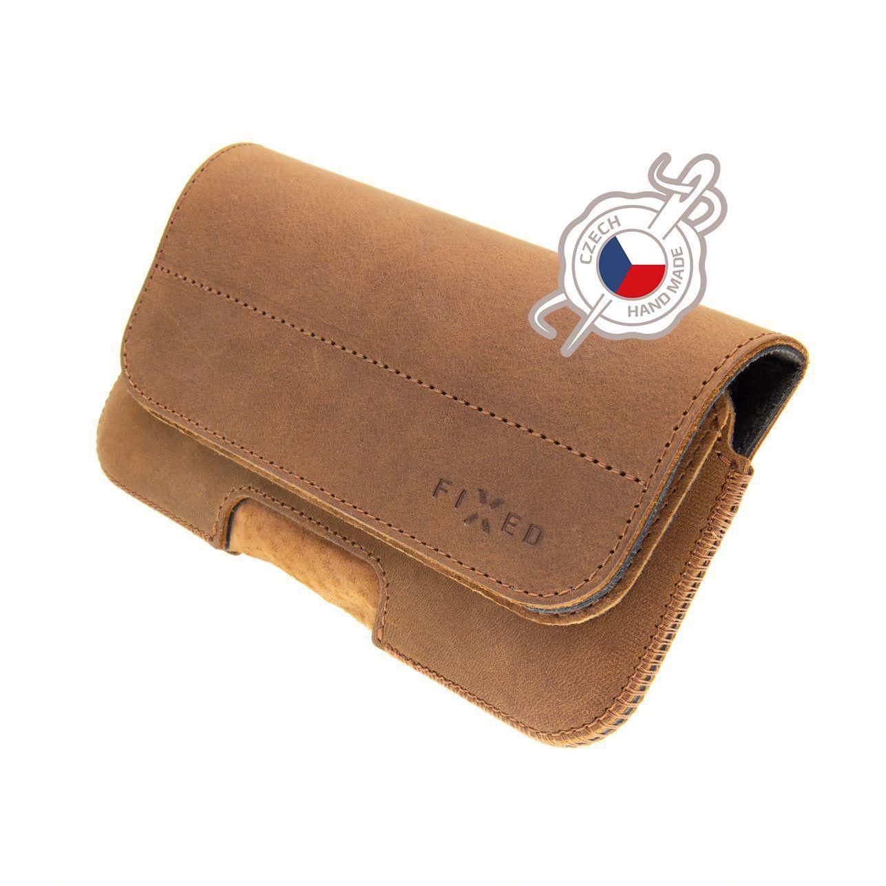 Elektro - Fixed Horizontální kožené pouzdro Posh se zavíráním, velikost 5XL+, hnědé