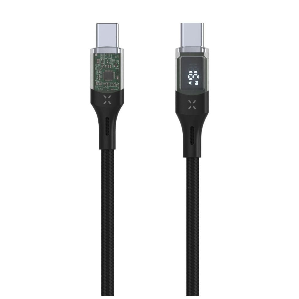 Elektro - Fixed Nabíjecí a datový kabel s displejem s konektory USB-C/USB-C a podporou PD, 1.2m, USB 2.0, 100W, černý