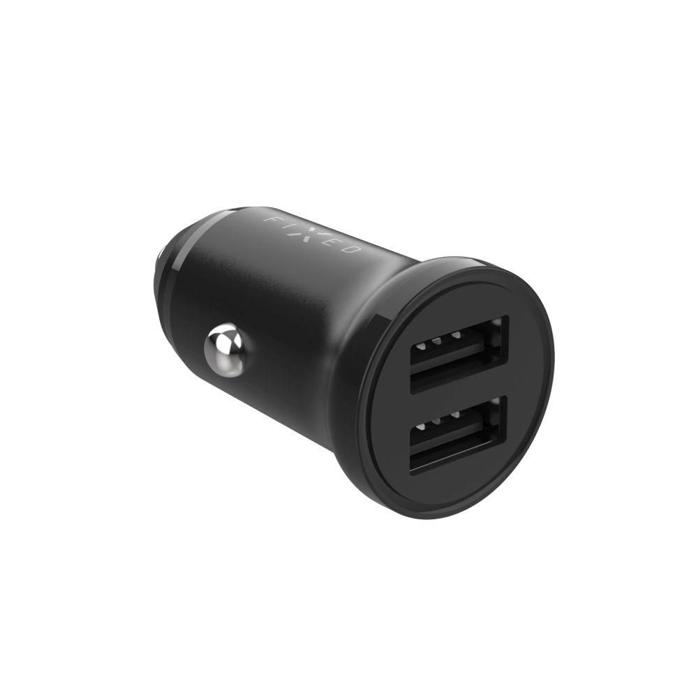 Elektro - Fixed Set autonabíječky s 2xUSB výstupem a USB/Lightning kabelu, 1 metr, MFi certifikace, 15W Smart Rapid Charge, černá