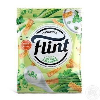 Trvanlivé potraviny - Flint Suchary pšenično-žitné s příchutí zakysané smetany s jarní cibulkou 70g