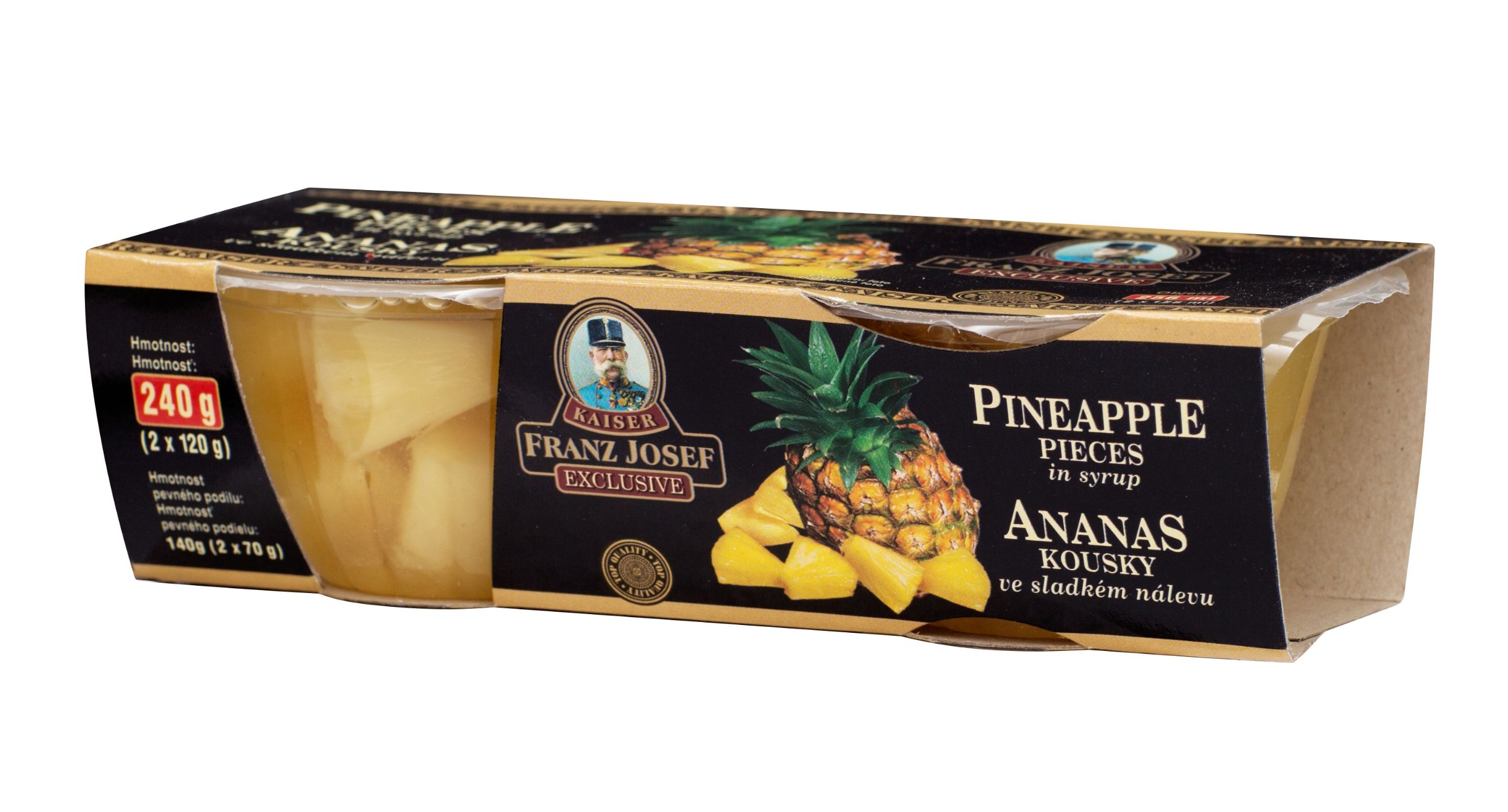 Trvanlivé potraviny - Franz Josef Kaiser Ananas kousky ve sladkém nálevu 2x120g