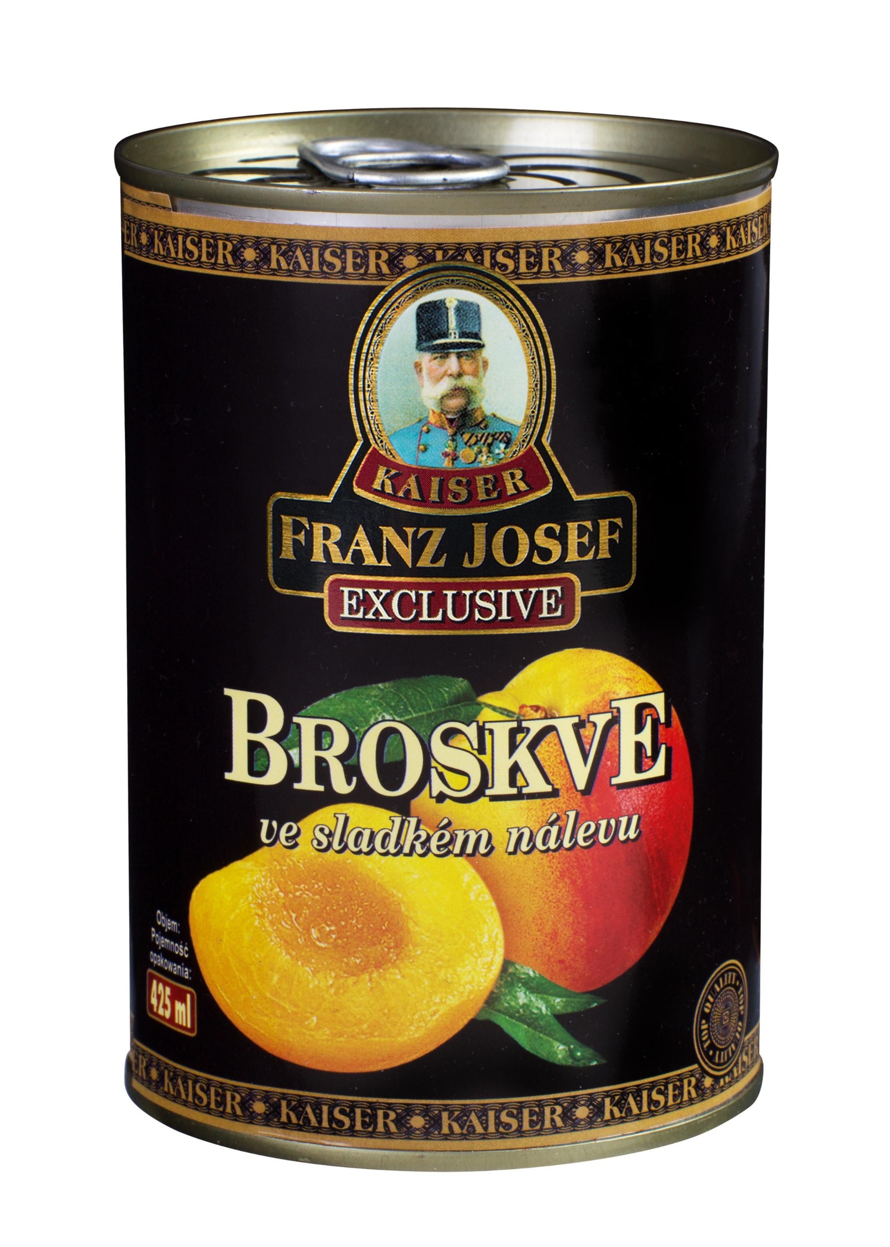Trvanlivé potraviny - Franz Josef Kaiser Broskve loupané půlené ve sladkém nálevu 410g