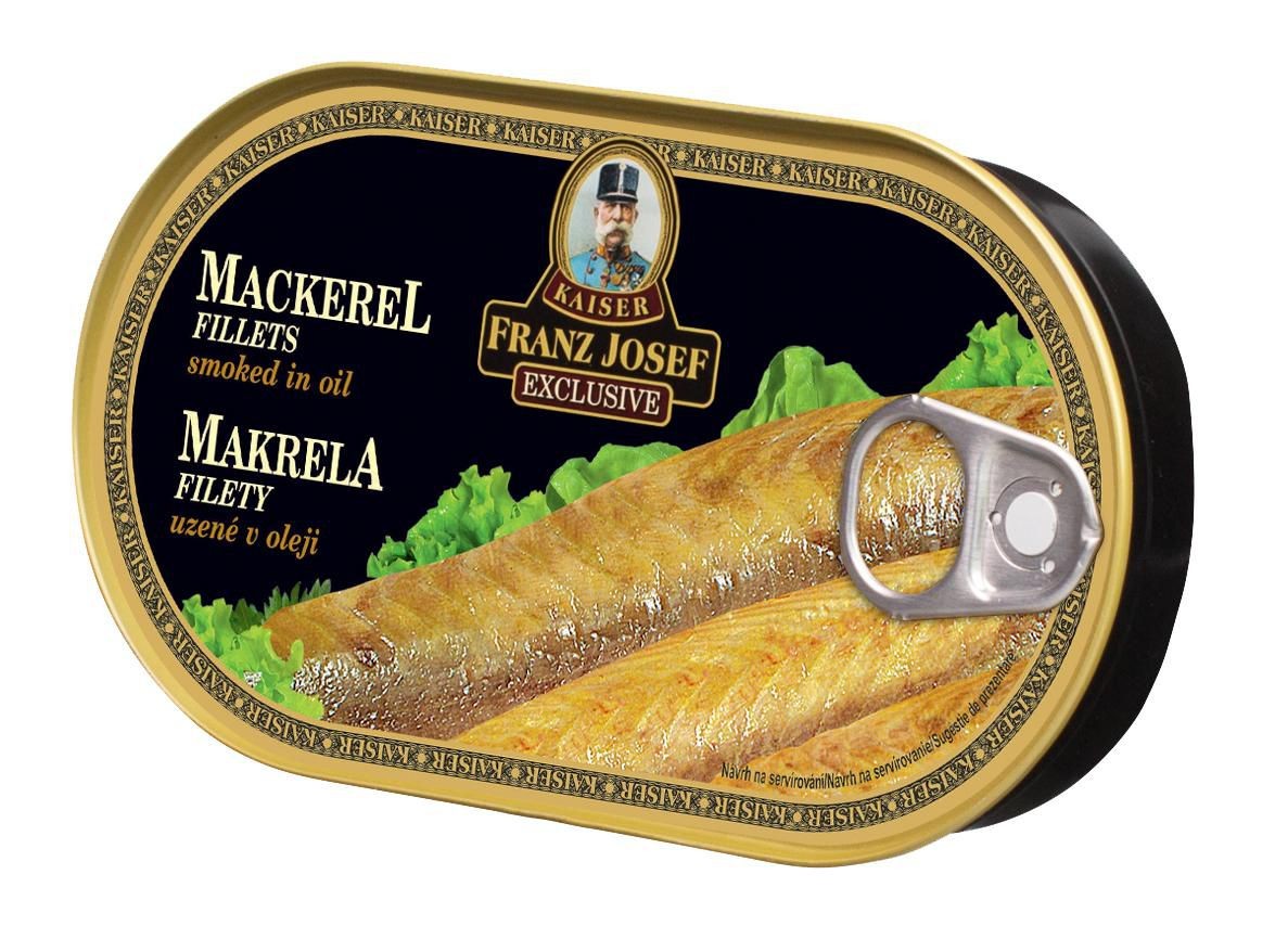 Trvanlivé potraviny - Franz Josef Kaiser Exclusive Makrela filety uzené v oleji 170 g