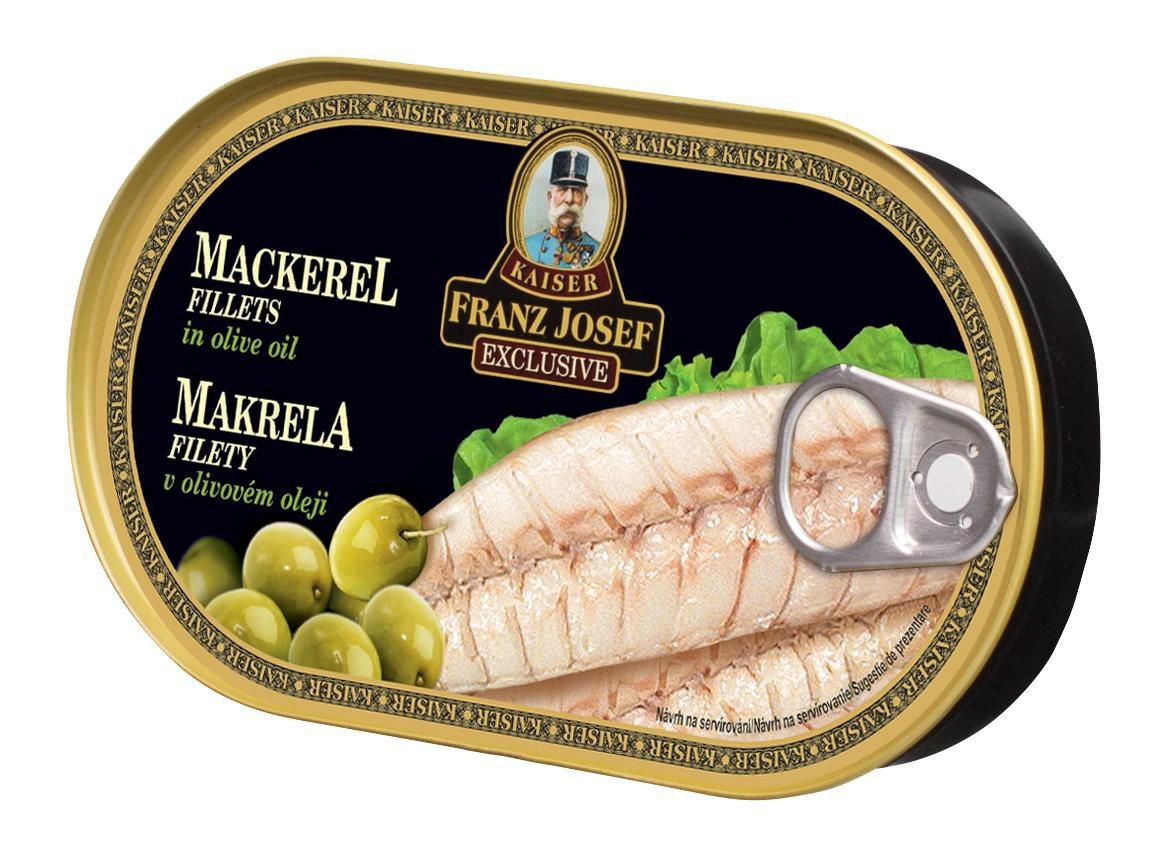 Trvanlivé potraviny - Franz Josef Kaiser Exclusive Makrela filety v olivovém oleji 170 g