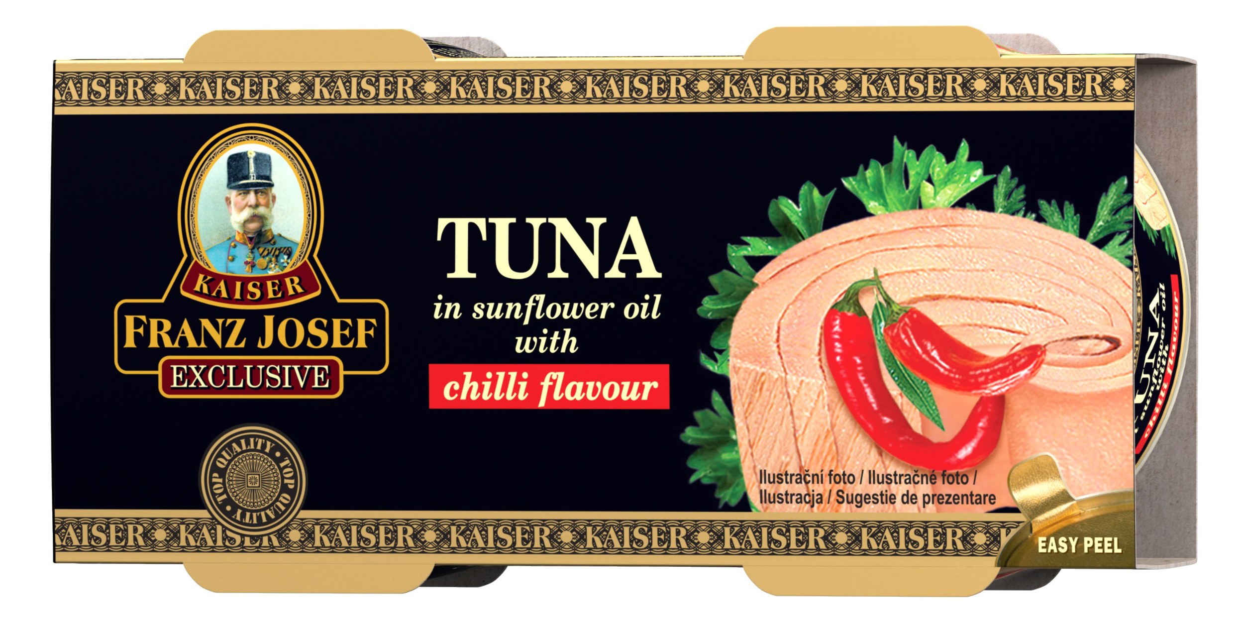 Trvanlivé potraviny - Franz Josef Kaiser Exclusive Tuňák ve slunečnicovém oleji s příchutí chlli 2 x 80 g