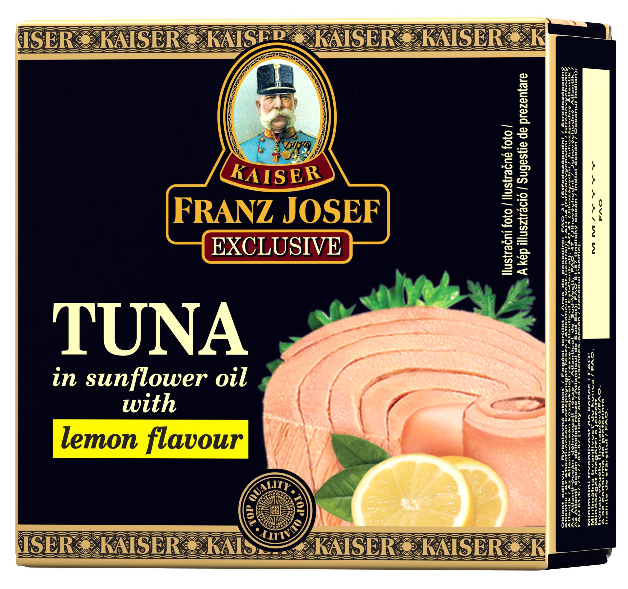 Trvanlivé potraviny - Franz Josef Kaiser Exclusive Tuňák ve slunečnicovém oleji s příchutí citronu 80 g