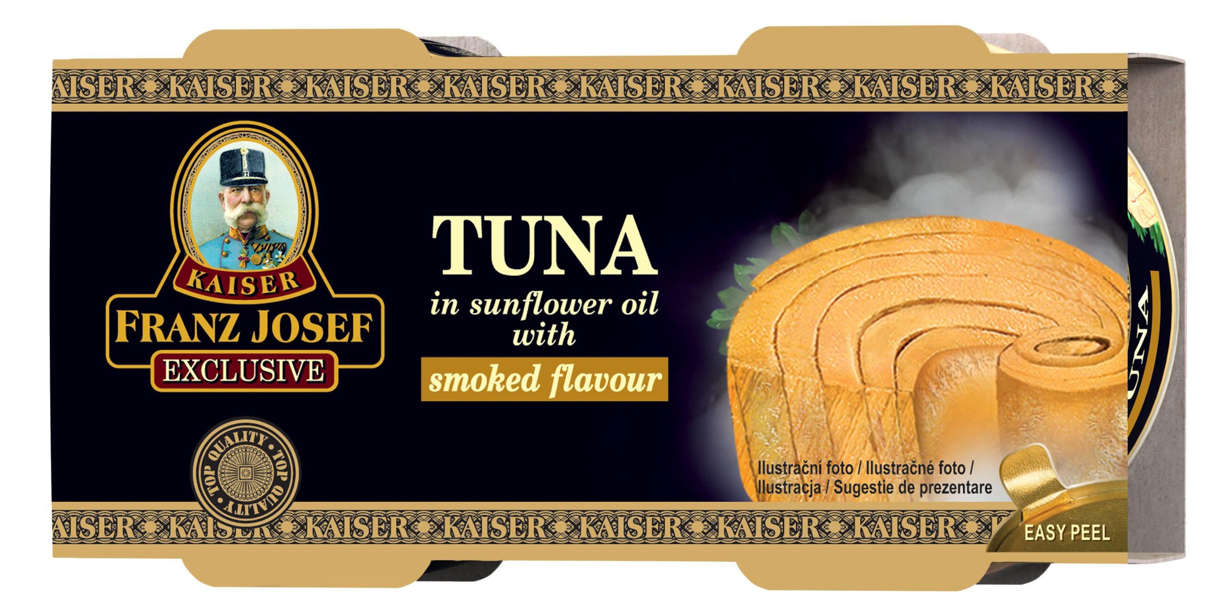 Trvanlivé potraviny - Franz Josef Kaiser Exclusive Tuňák ve slunečnicovém oleji s uzenou příchutí 2 x 80 g