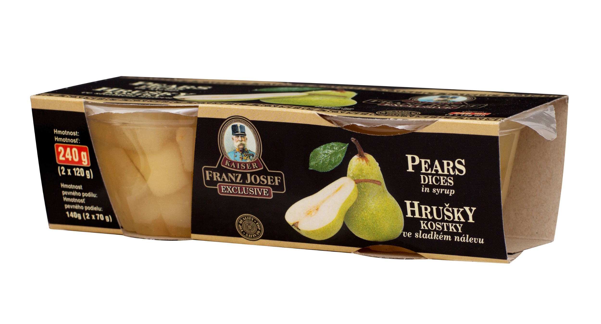 Trvanlivé potraviny - Franz Josef Kaiser Hrušky kostky ve sladkém nálevu 2x120g