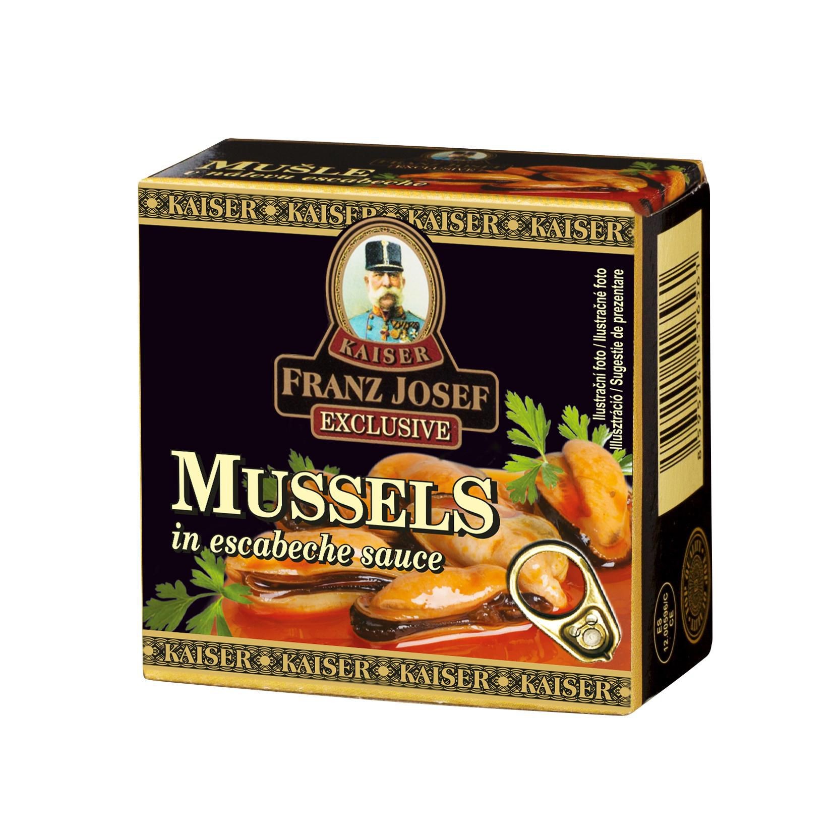 Trvanlivé potraviny - Franz Josef Kaiser Mušle RP v nálevu Escabeche 80g