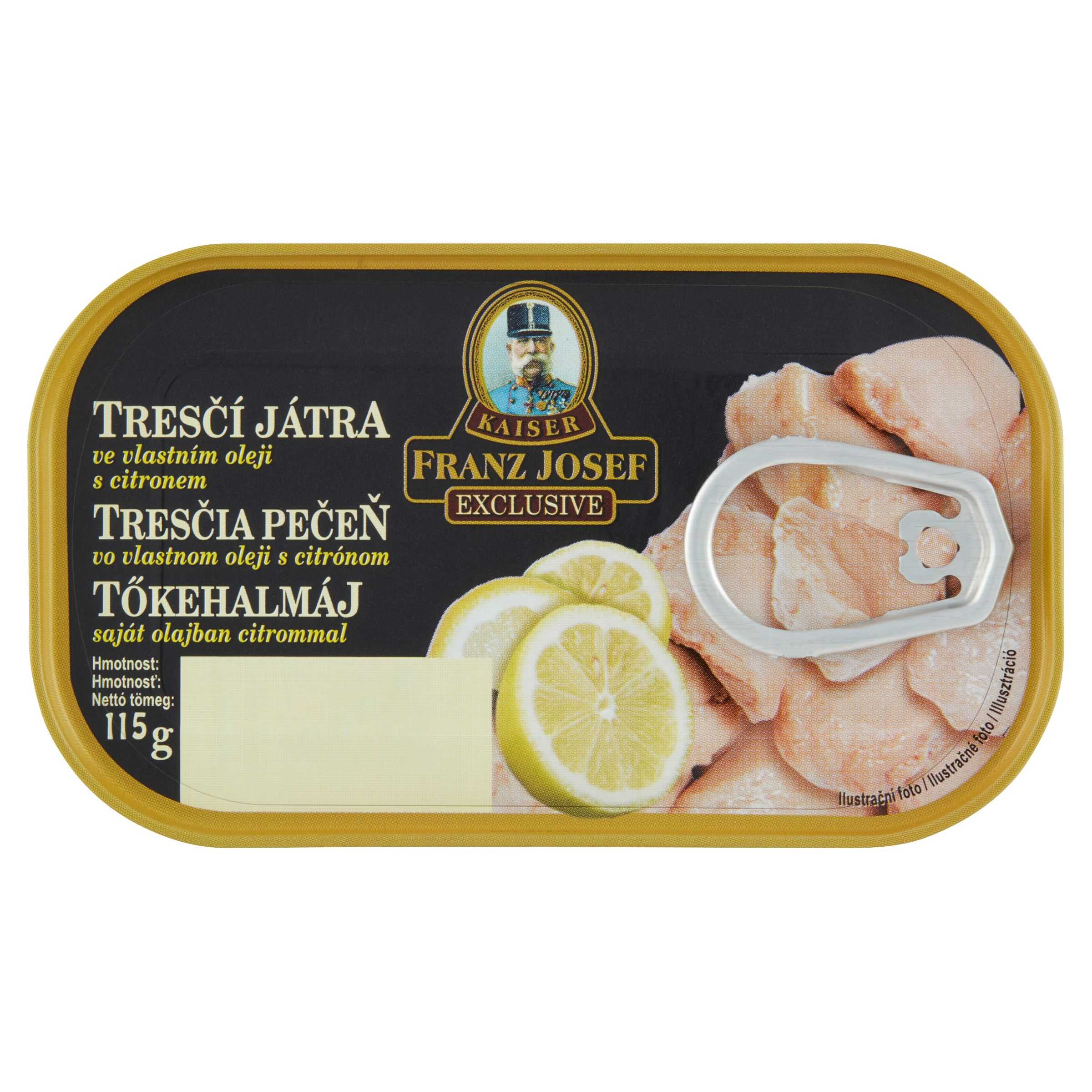 Trvanlivé potraviny - Franz Josef Kaiser Tresčí játra ve vlastním oleji s citrónem 115 g