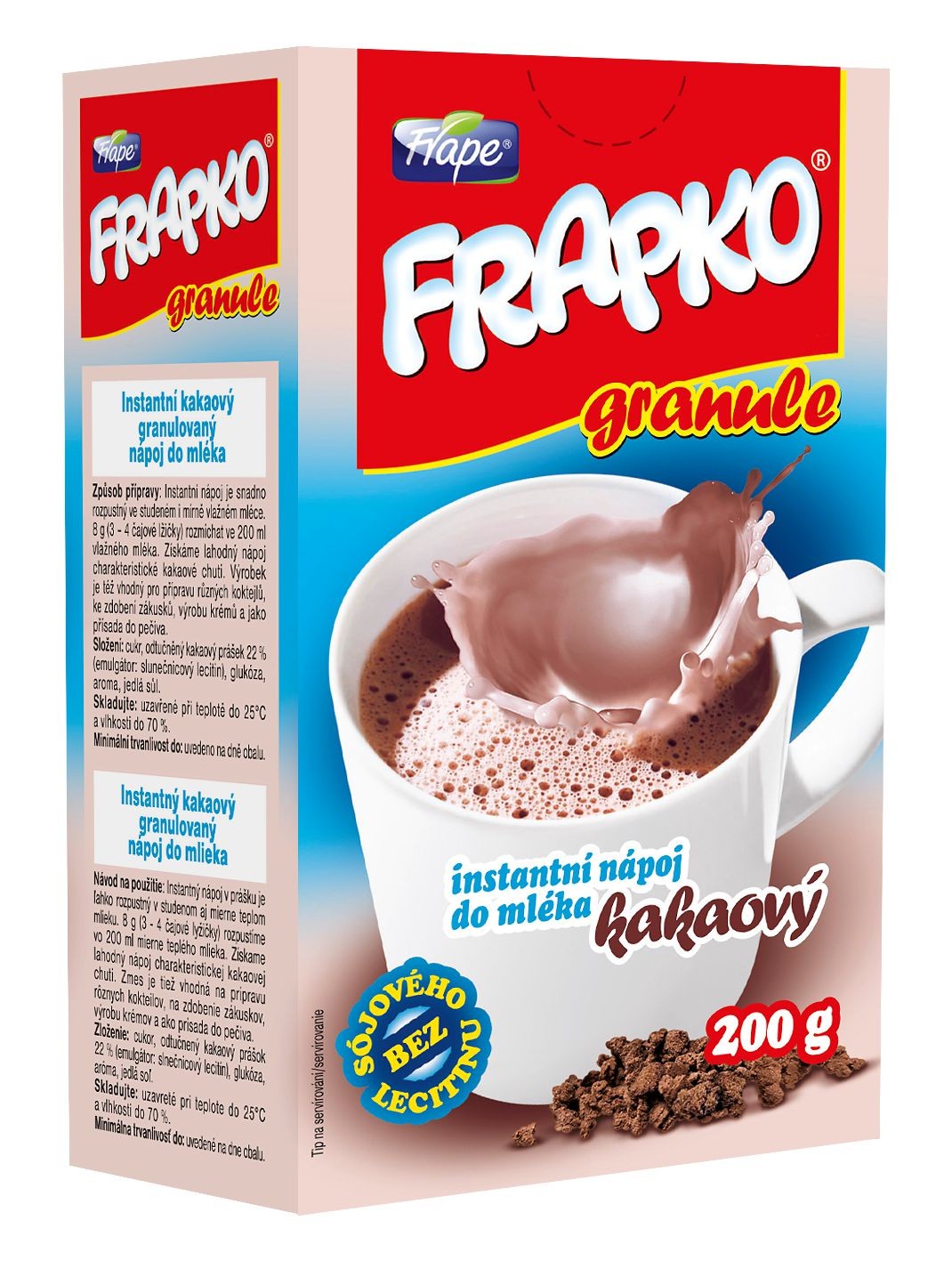 Trvanlivé potraviny - Frapko instantní kakaový granulovaný nápoj do mléka