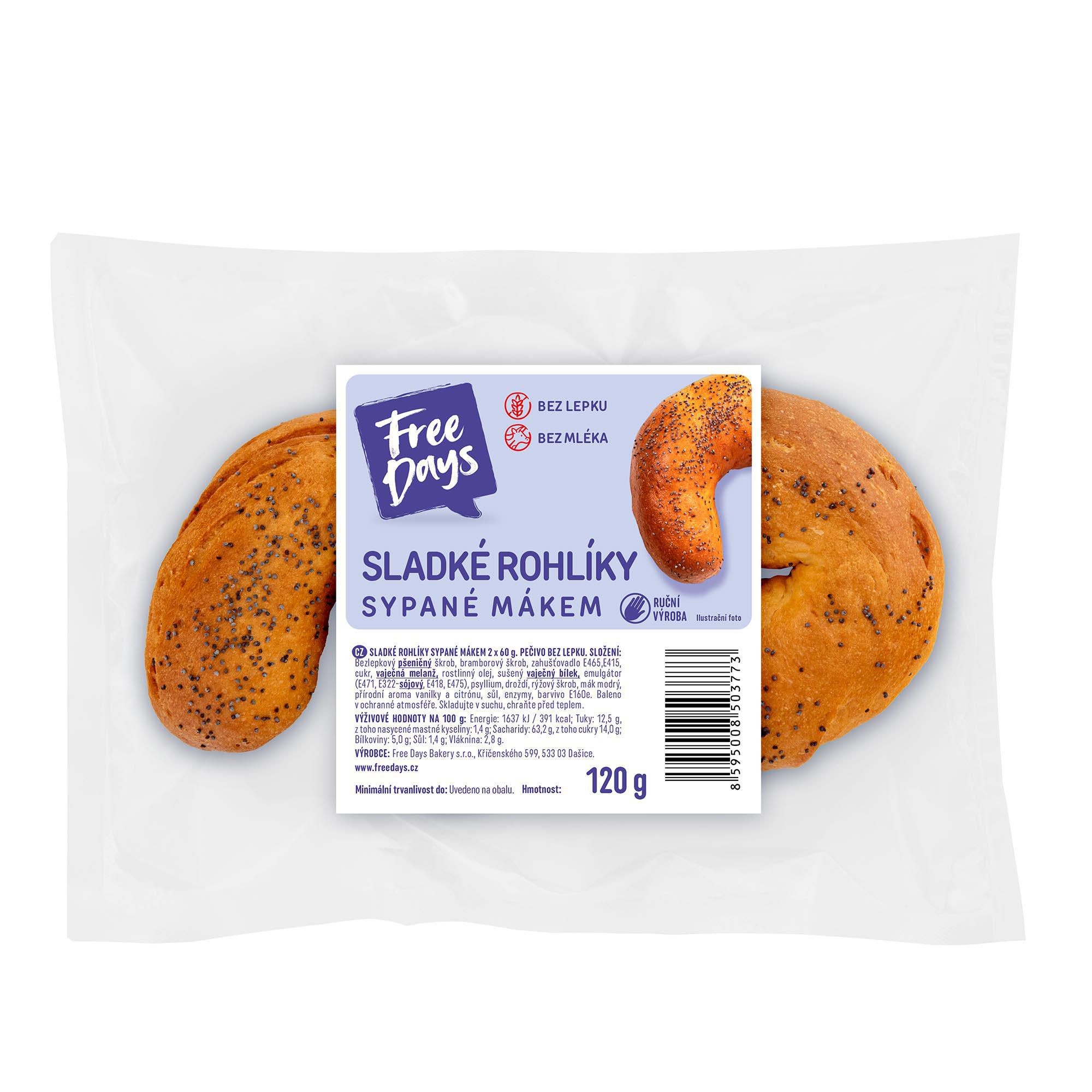 Zdravý svět - Free Days Sladké rohlíky sypané mákem 2ks 120g