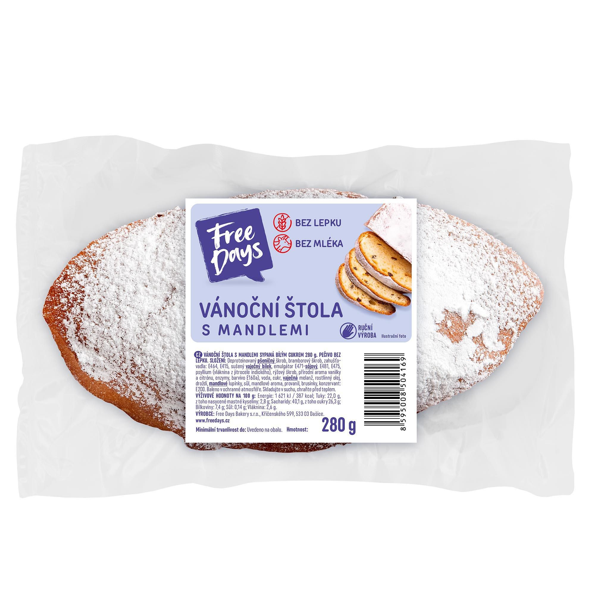 Pekárna a cukrárna - Free Days Vánoční štola s mandlemi 280g