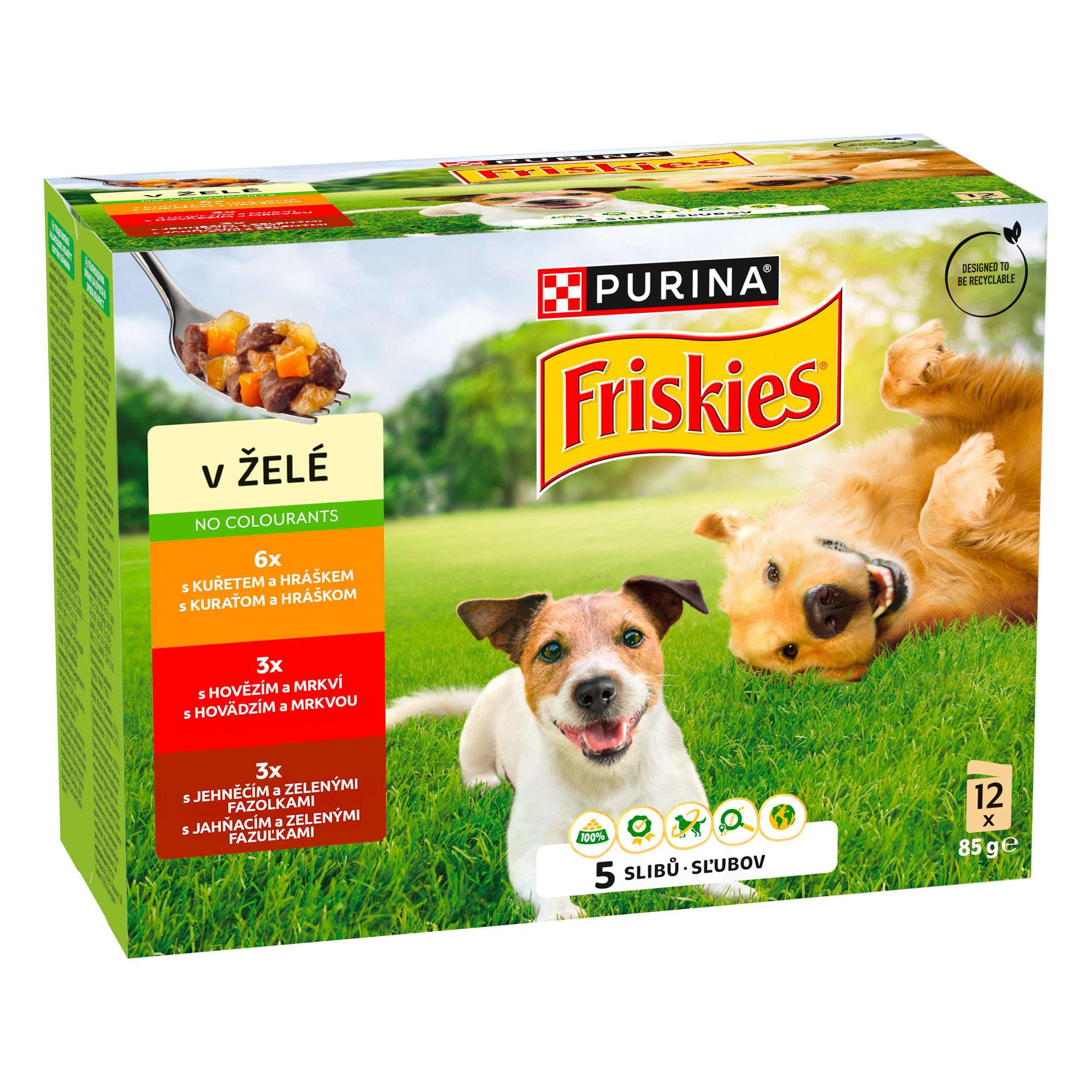 Svět zvířat - Friskies Adult multipack 12x85g hovězí/kuře/jehněčí v želé