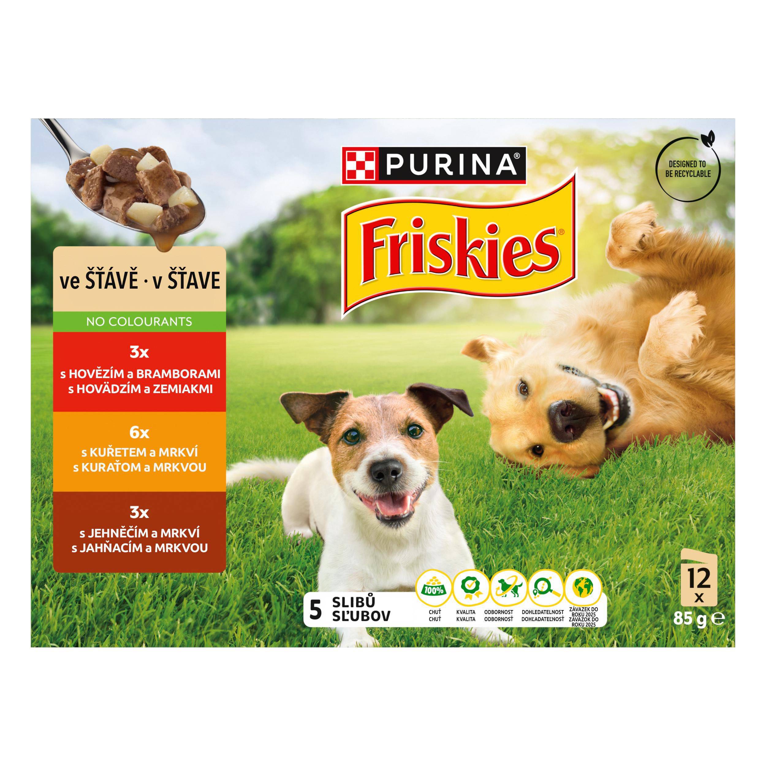 Svět zvířat - Friskies Adult multipack 12x85g hovězí/kuře/jehněčí ve šťávě