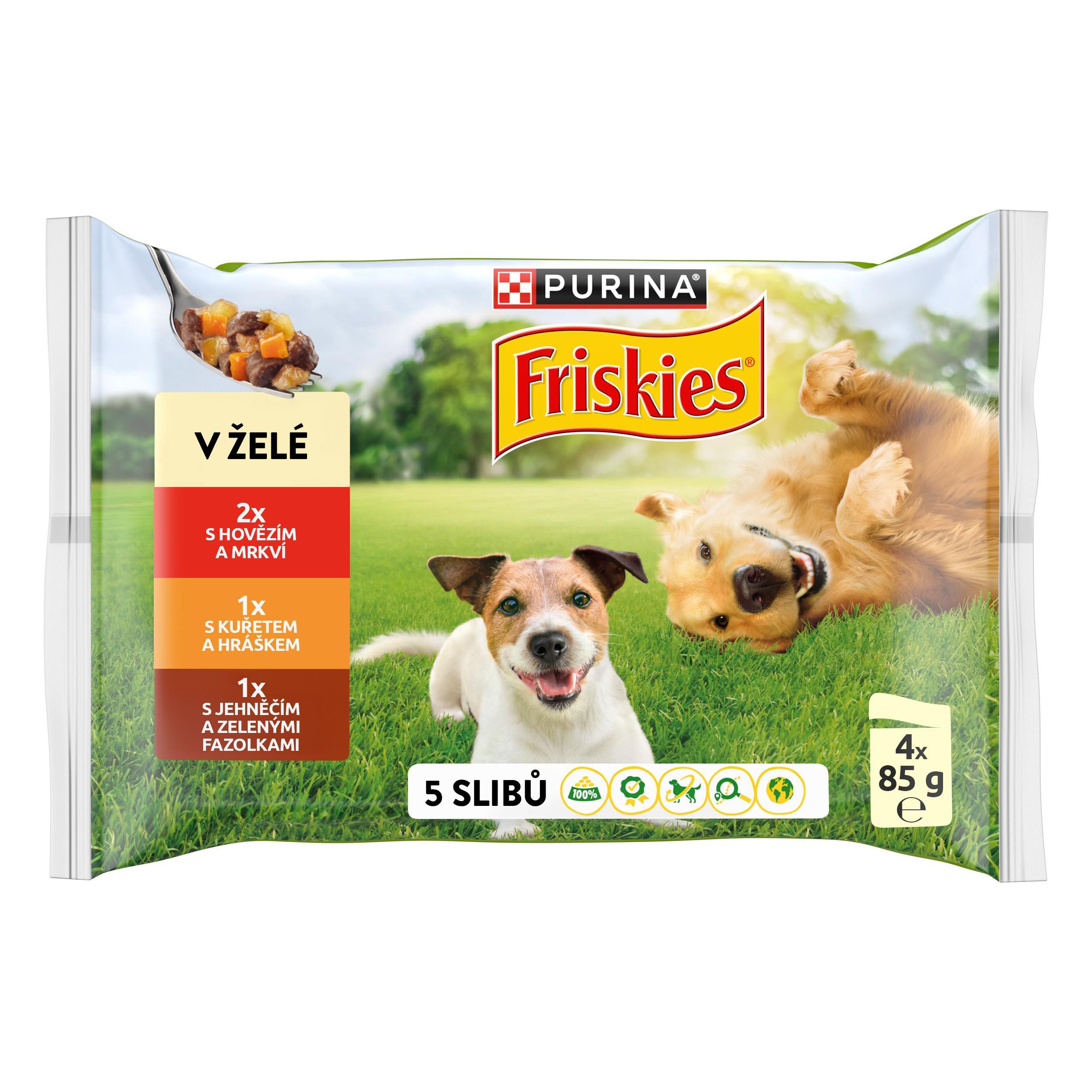 Svět zvířat - Friskies Adult multipack 4x85g hovězí/kuře/jehněčí v želé
