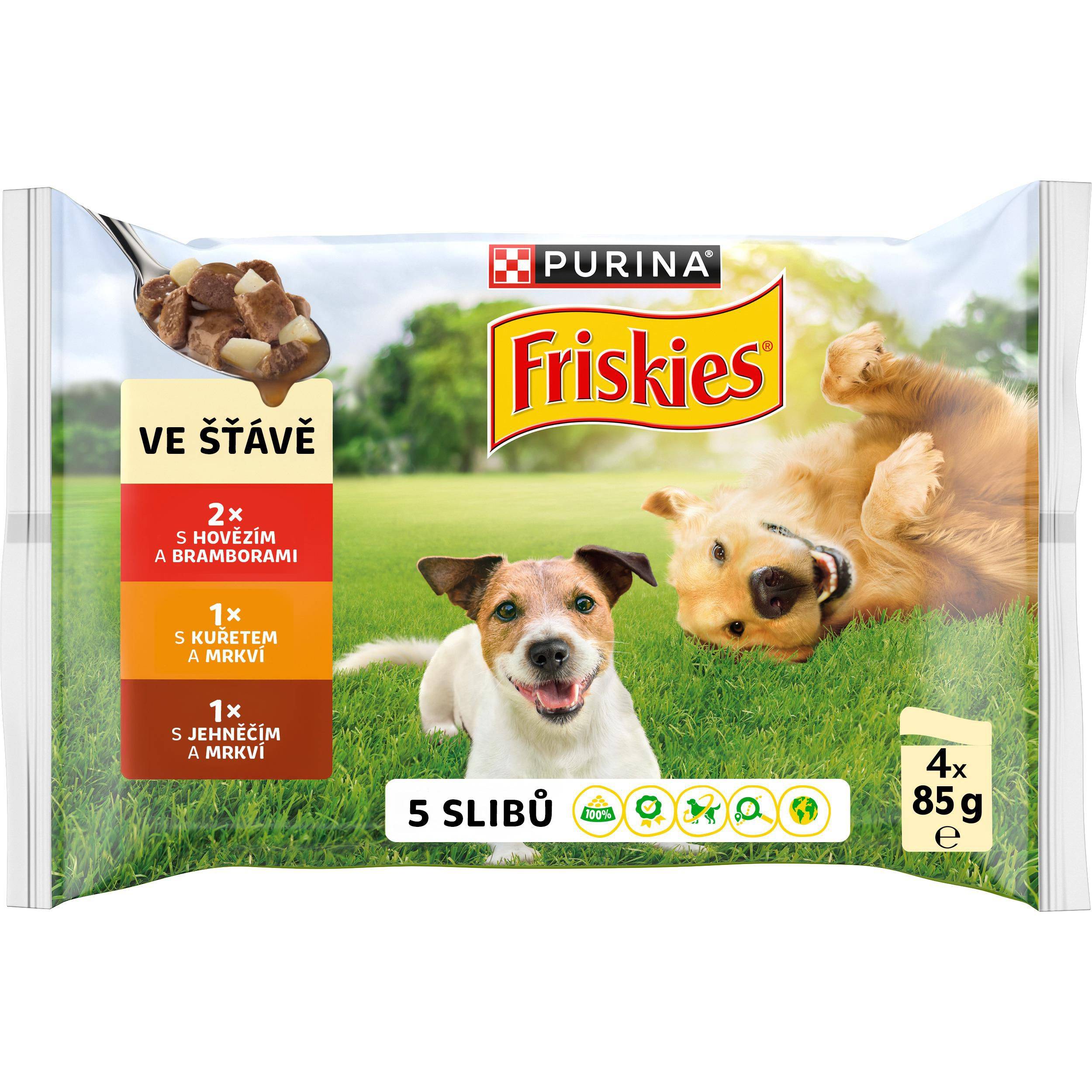 Svět zvířat - Friskies Adult multipack 4x85g hovězí/kuře/jehněčí ve šťávě