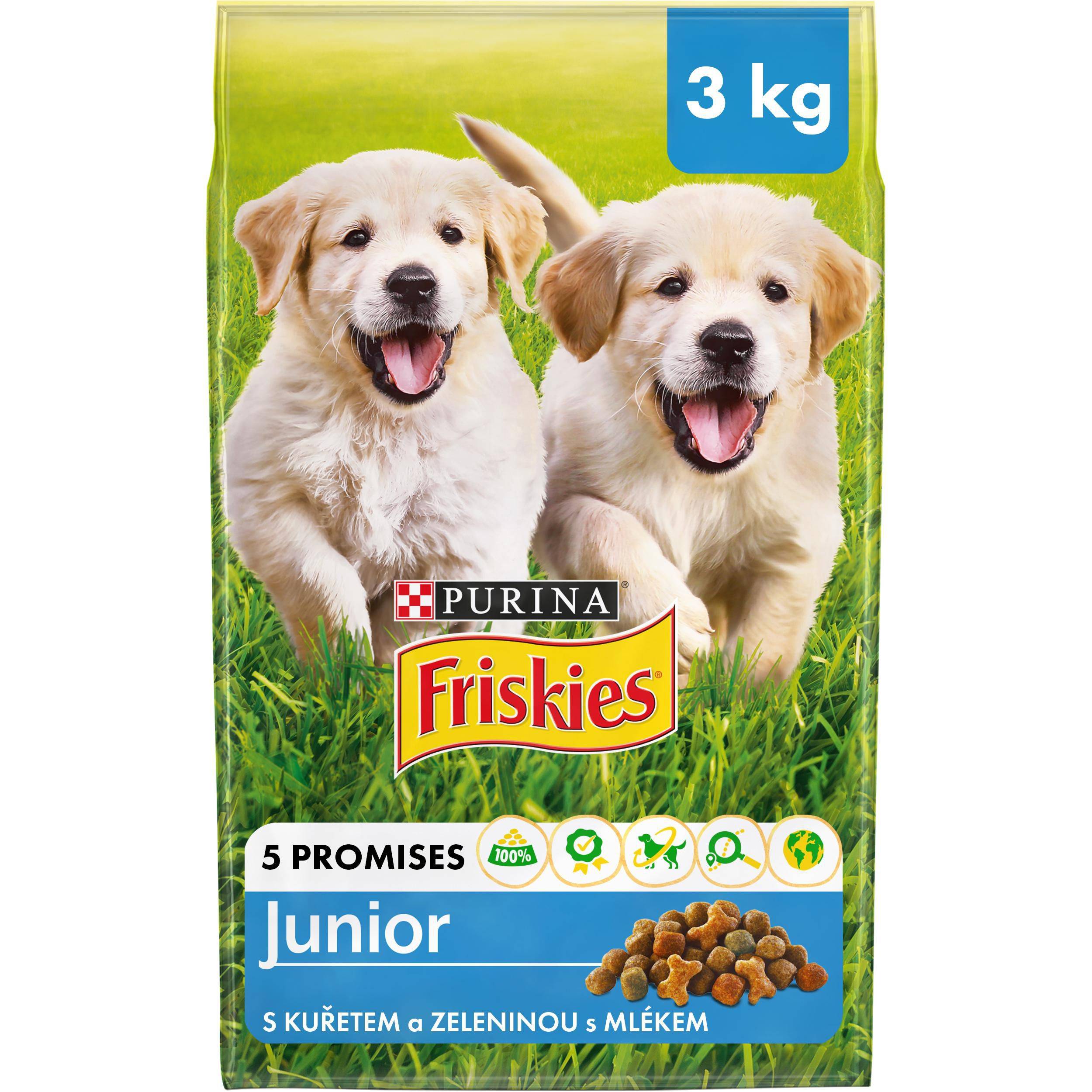 Svět zvířat - Friskies Pro štěňata Junior s kuřetem, zeleninou a mlékem 3 kg