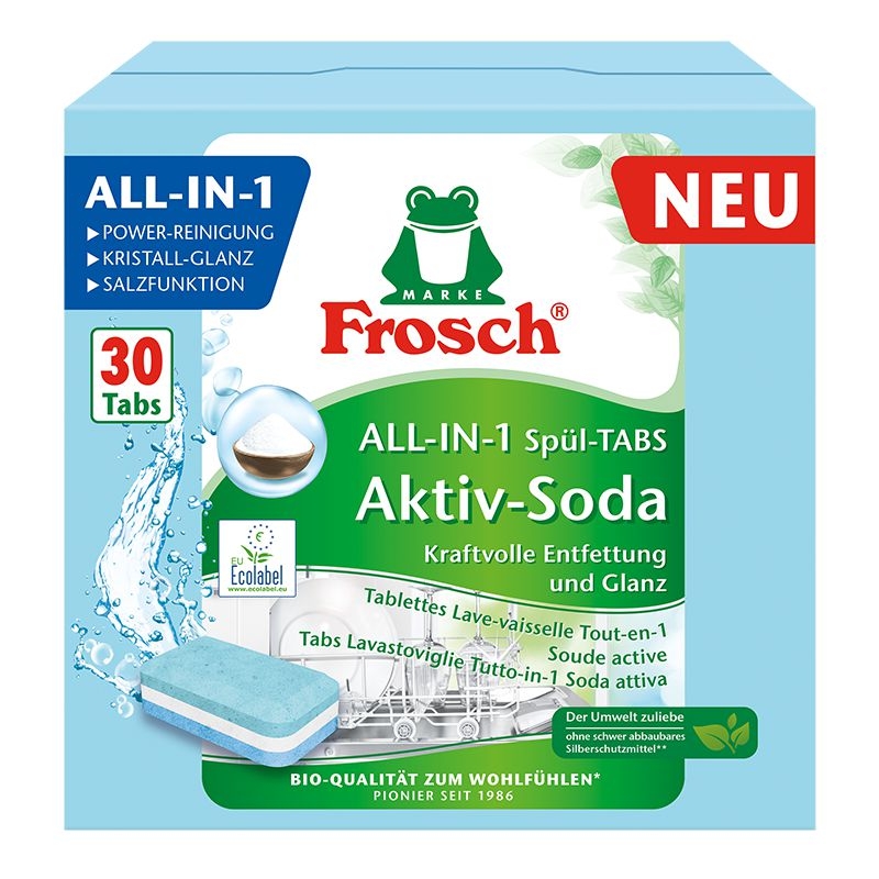 Drogerie a kosmetika - Frosch Tablety do myčky vše v 1 s aktivní sodou (30 tablet)