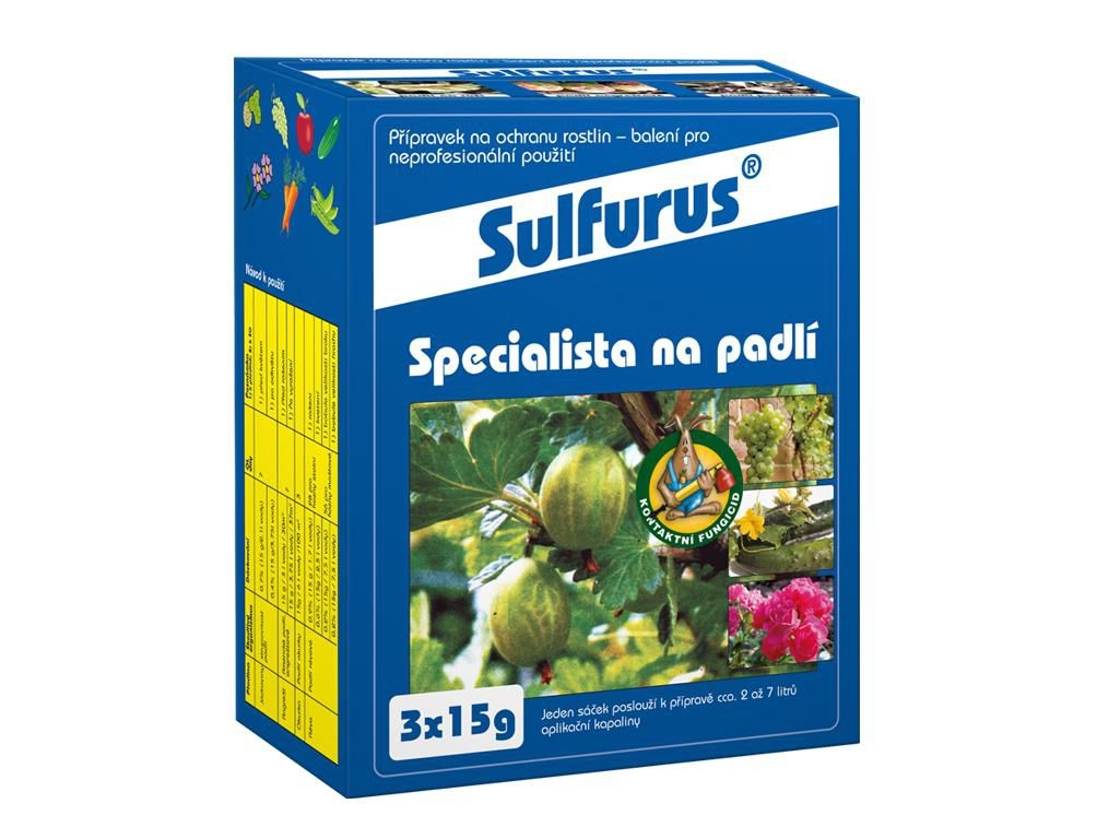 Domácnost a Zahrada - Fungicid SULFURUS 3x15g specialista na padlí