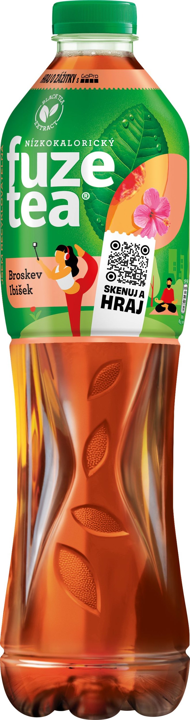 Nápoje - Fuzetea Black Ice Tea Peach Hibiscus 1,5 l