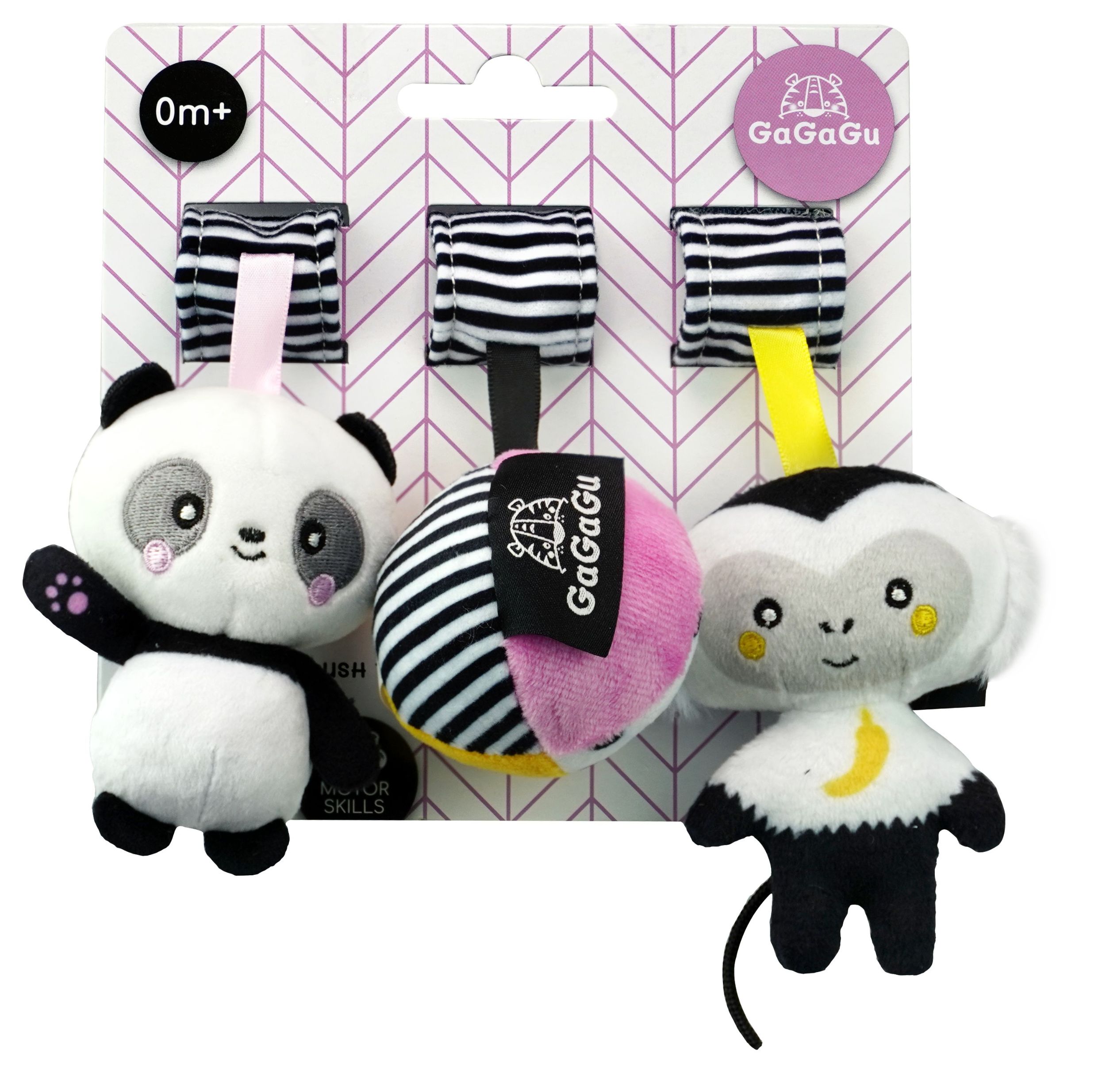Svět dětí - GAGAGU Závěsná plyšová hračka Opice, Panda, Míč