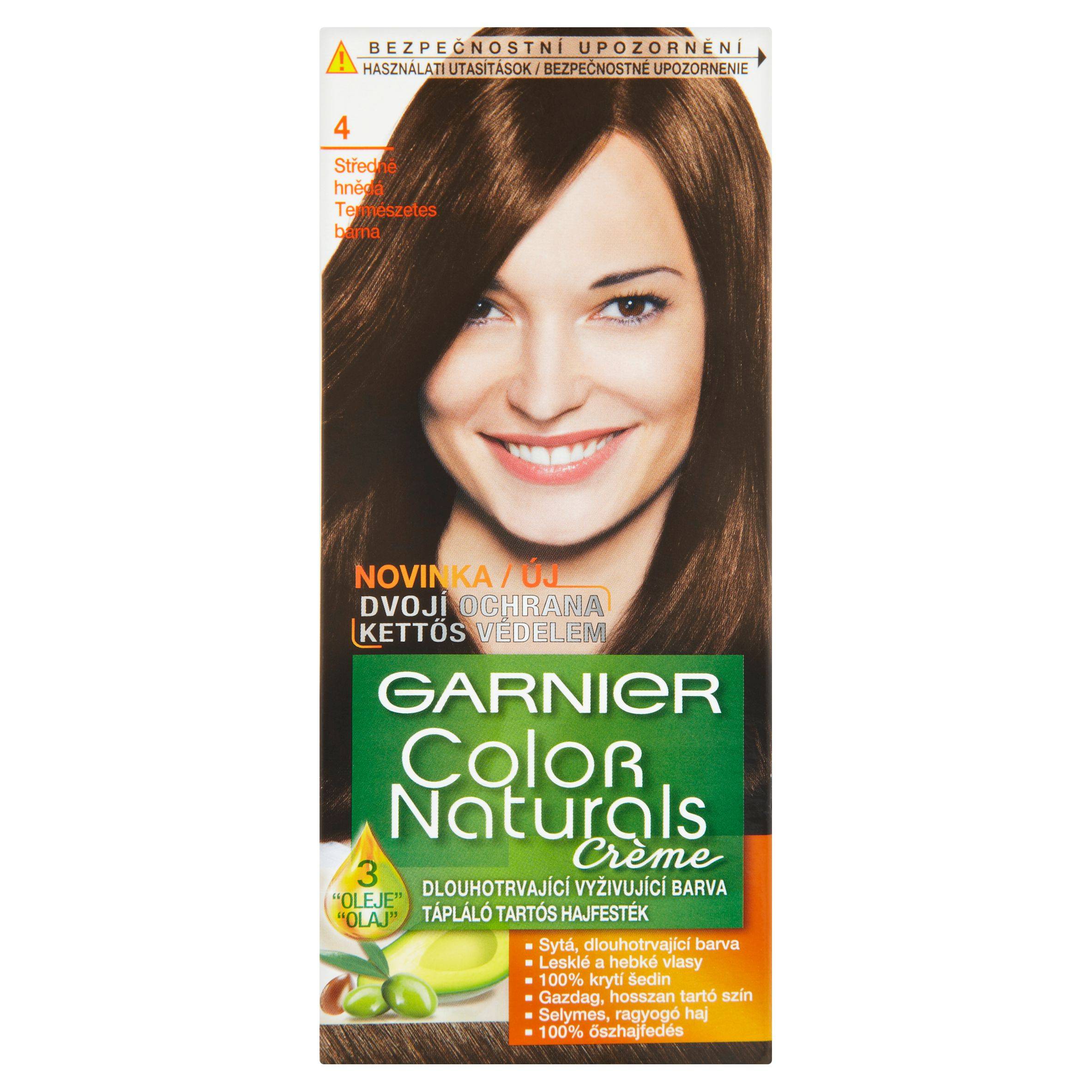 Drogerie a kosmetika - Garnier Color Naturals Crème dlouhotrvající vyživující barva středně hnědá 4 110 ml