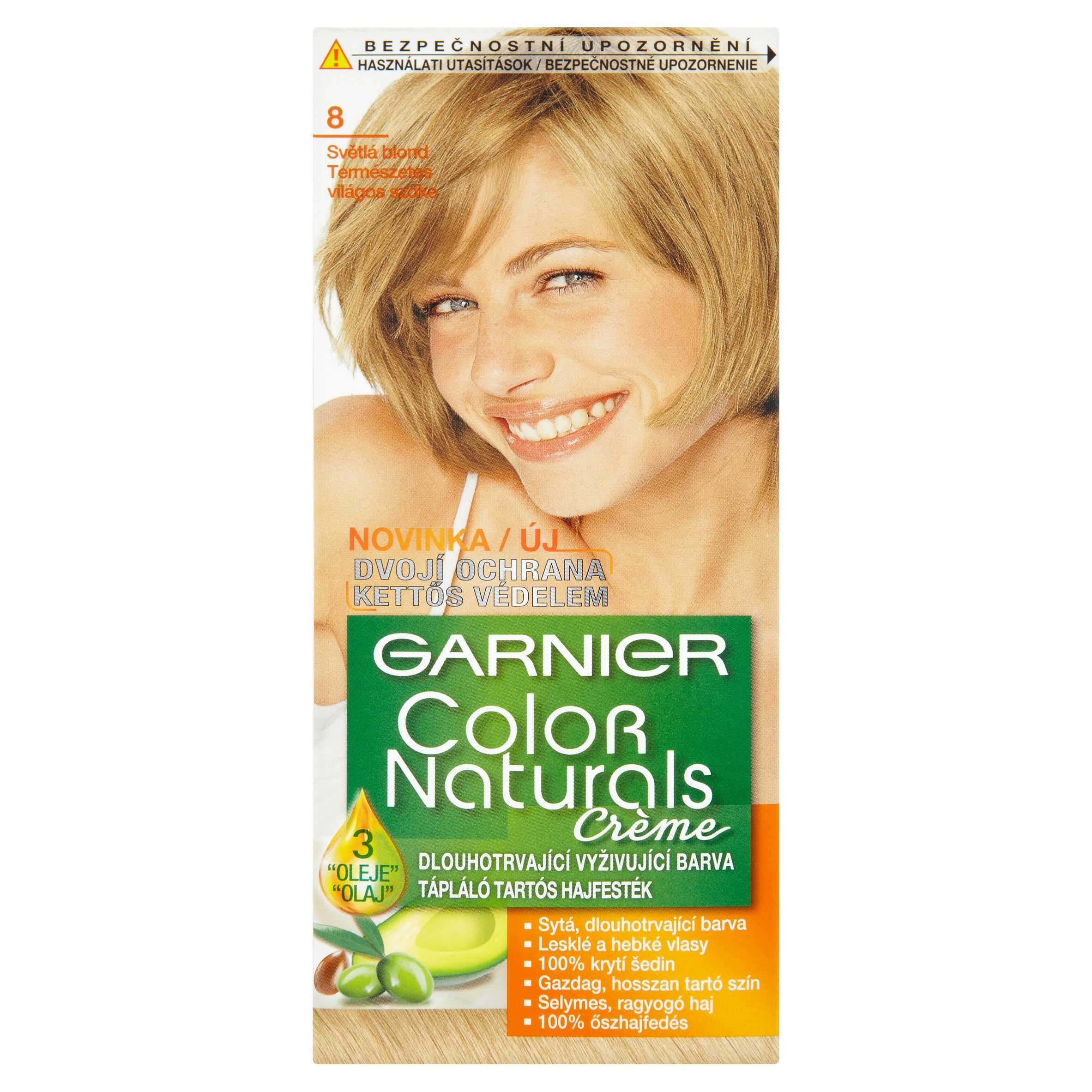 Drogerie a kosmetika - Garnier Color Naturals Crème dlouhotrvající vyživující barva světlá blond 8 110 ml