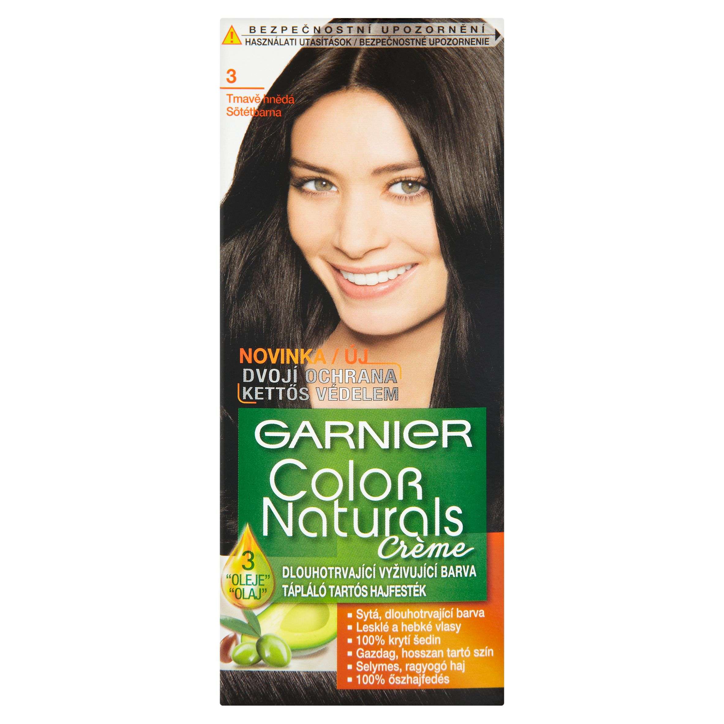 Drogerie a kosmetika - Garnier Color Naturals Crème dlouhotrvající vyživující barva tmavě hnědá 3 110 ml