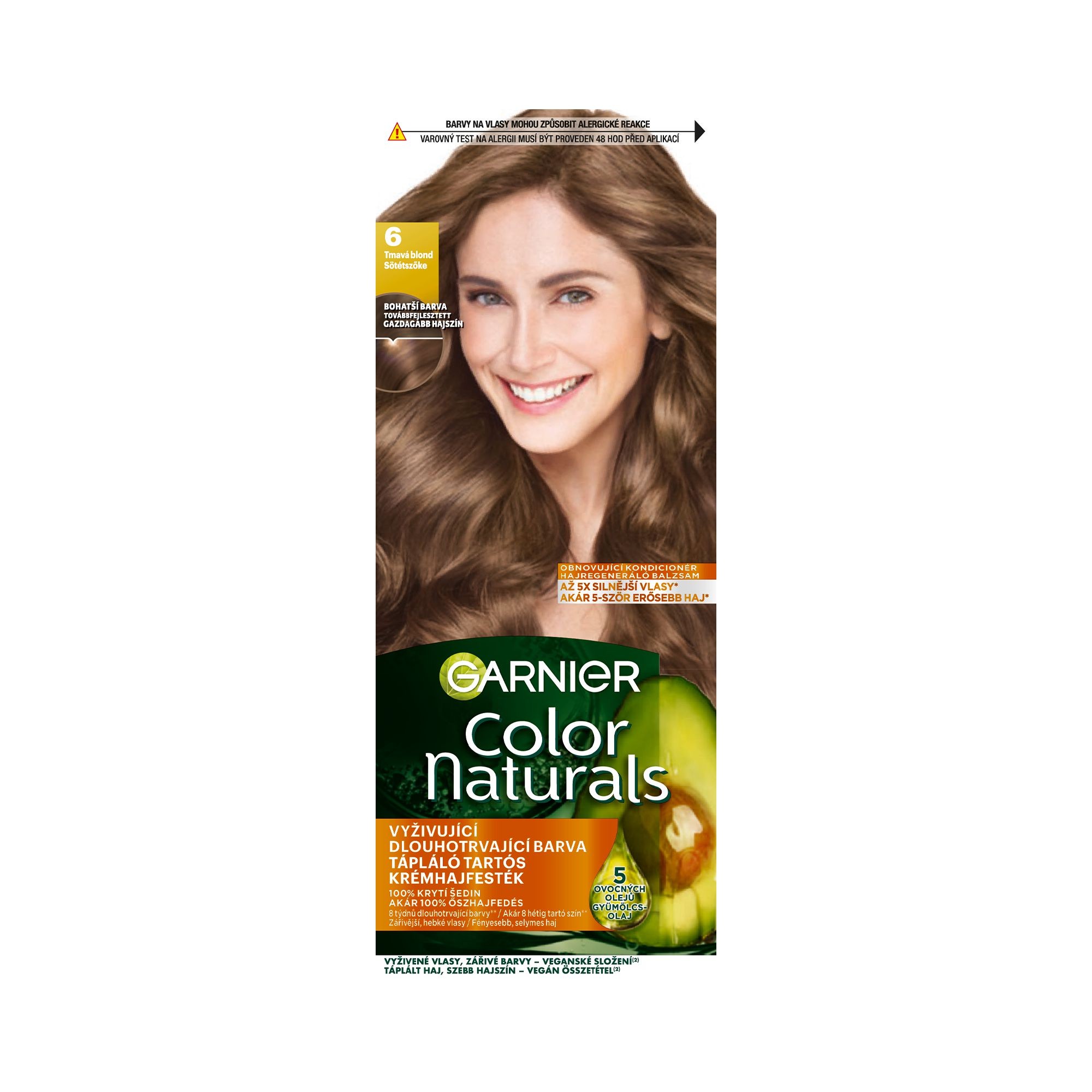 Drogerie a kosmetika - Garnier Color Naturals permanentní barva na vlasy 6 Tmavá blond 60+40+12 ml, 1ks