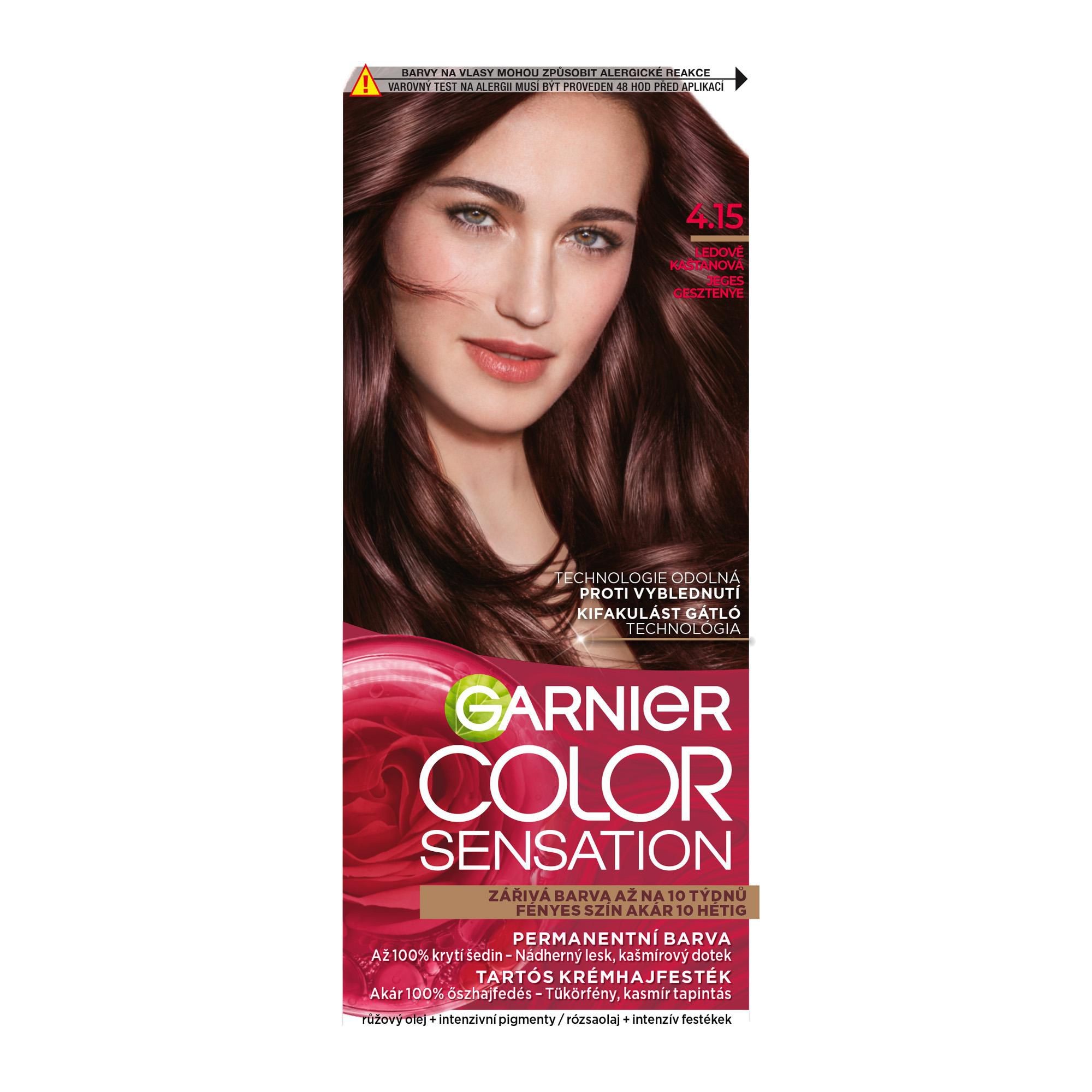 Drogerie a kosmetika - Garnier Color Sensation Intenzivní permanentní barvící krém ledově kaštanová 4.15 110 ml