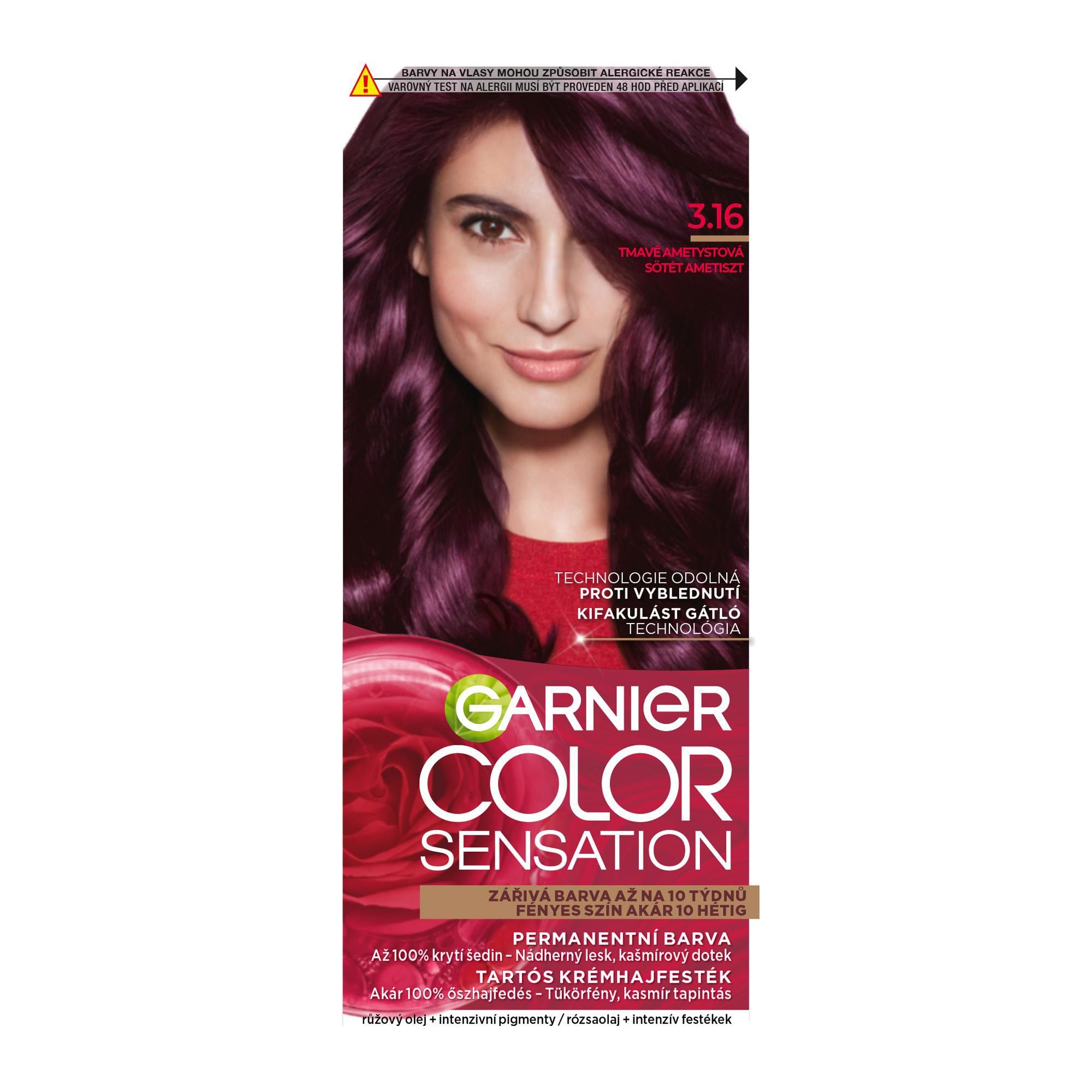 Drogerie a kosmetika - Garnier Color Sensation Intenzivní permanentní barvící krém tmavá ametystová 3.16 110 ml