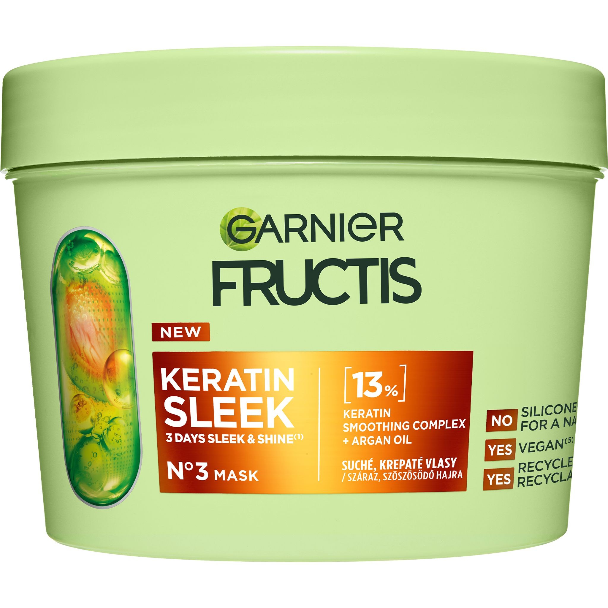 Drogerie a kosmetika - Garnier Fructis Keratin Sleek mask, 370ml