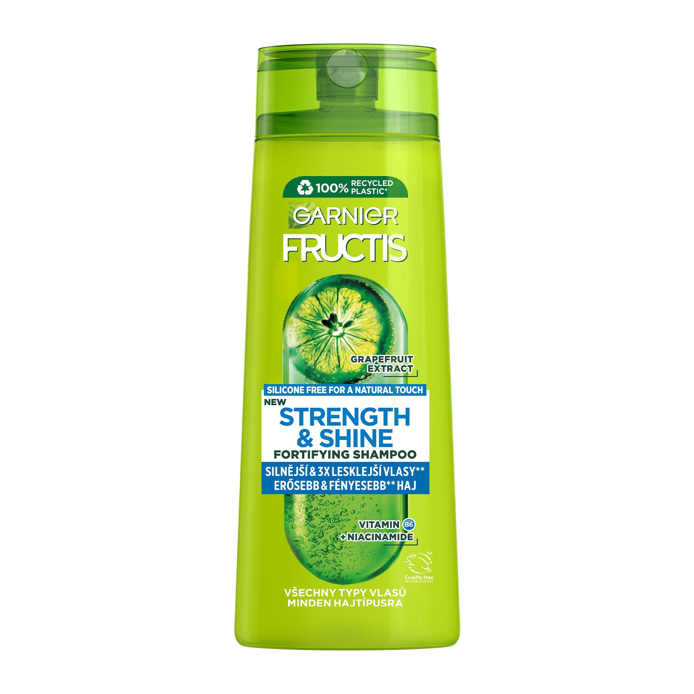 Drogerie a kosmetika - Garnier Fructis Strength & Shine Posilující šampon pro všechny typy vlasů bez lesku a síly 250 ml