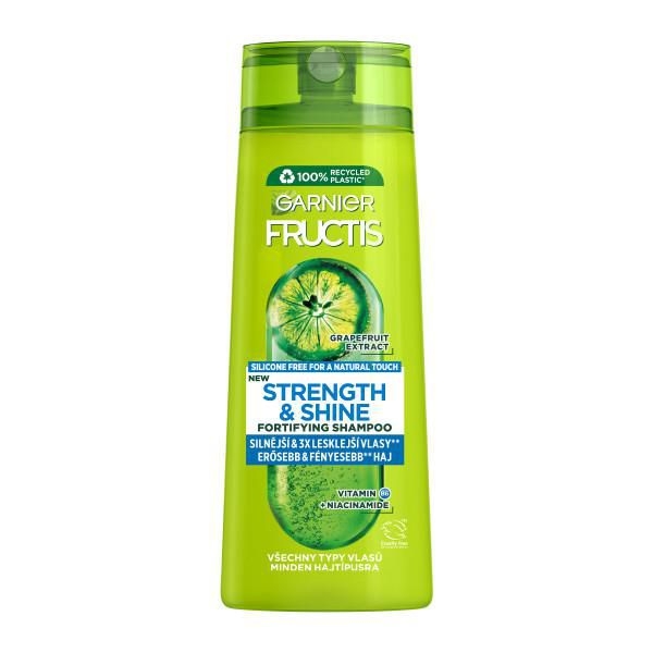 Drogerie a kosmetika - Garnier Fructis Strength & Shine Posilující šampon pro všechny typy vlasů bez lesku a síly 400 ml