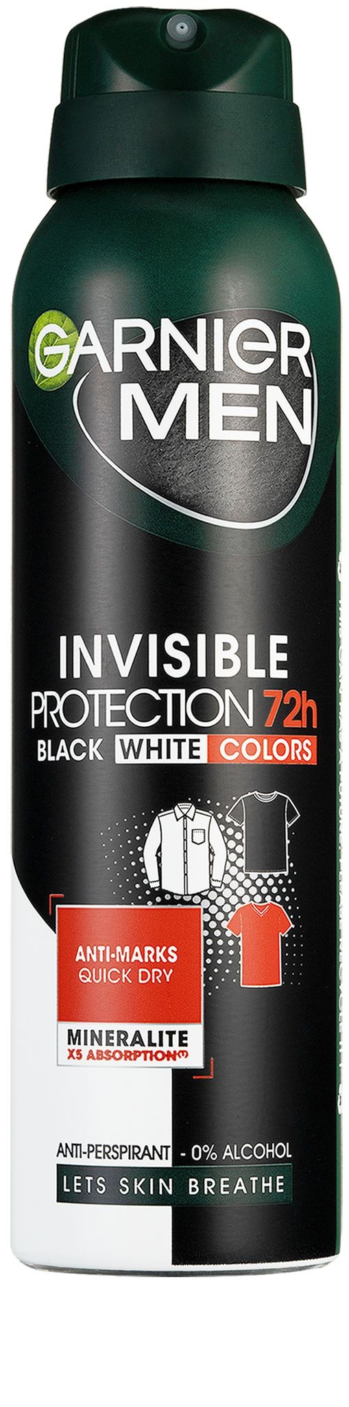 Drogerie a kosmetika - Garnier Men Invisible Black/white/colors antiperspirant ve spreji pro muže 150ml