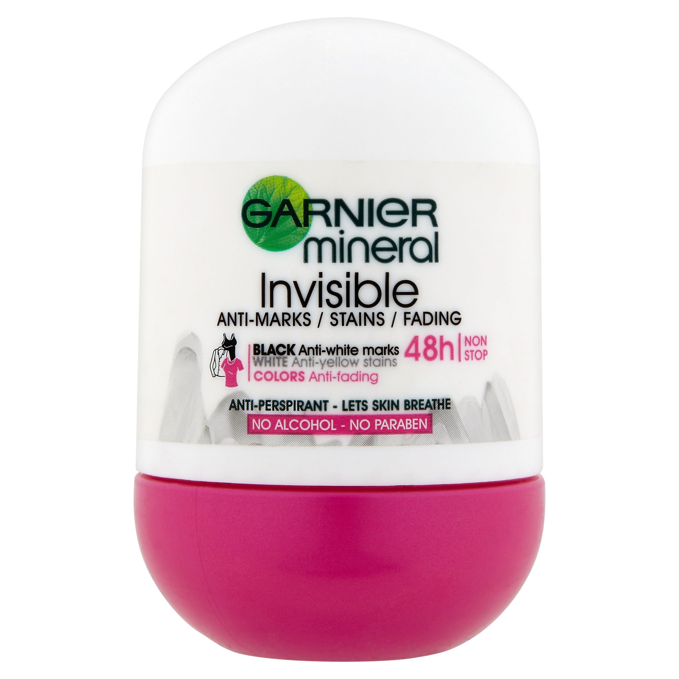 Drogerie a kosmetika - Garnier Mineral Invisible Black White Colors Roll-on minerální deodorant 50 ml