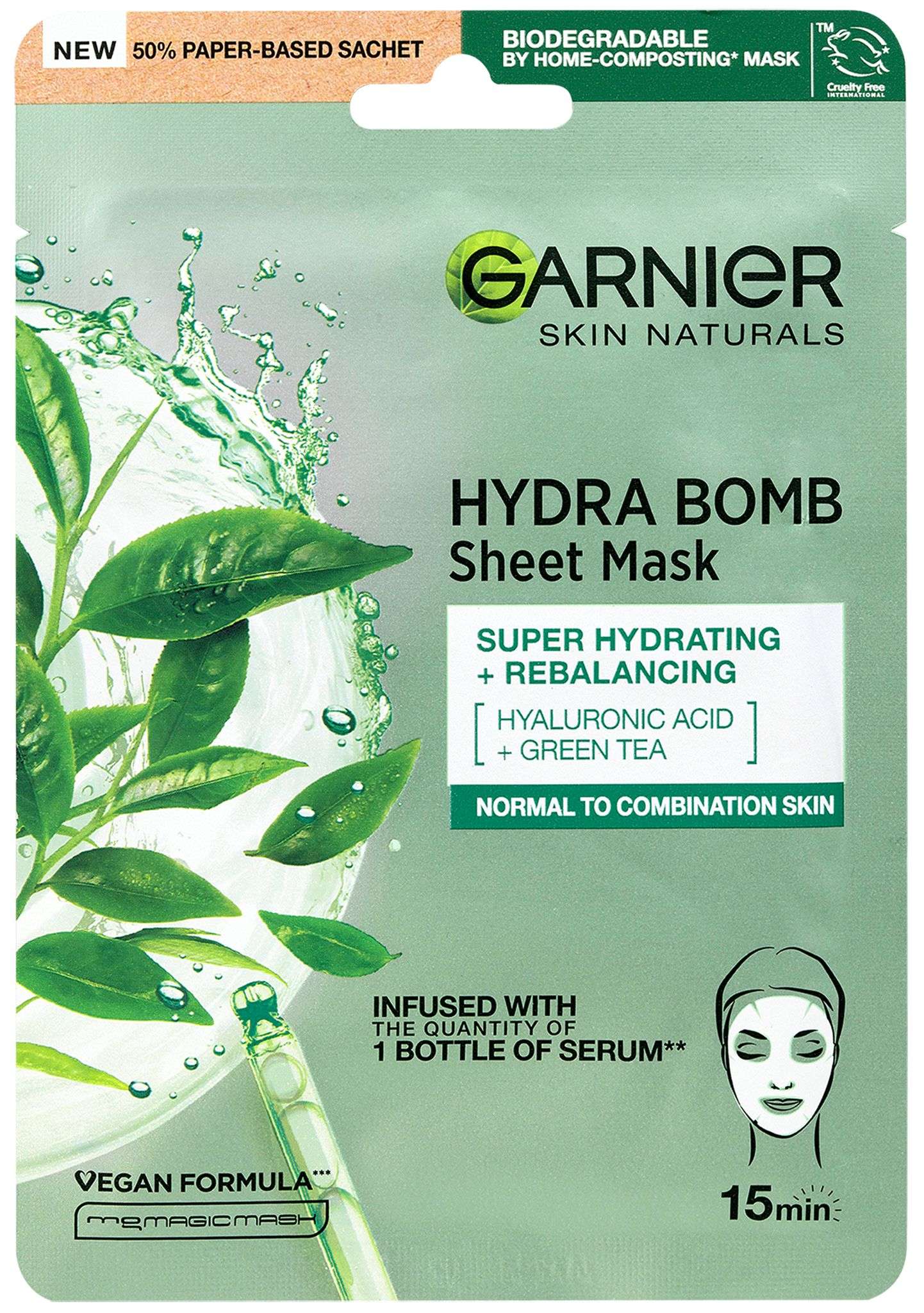 Drogerie a kosmetika - Garnier Moisture + Freshness superhydratační čistící textilní maska zelený čaj 32 g
