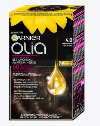 Drogerie a kosmetika - Garnier Olia barva na vlasy tmavě hnědá 4.0 1 ks