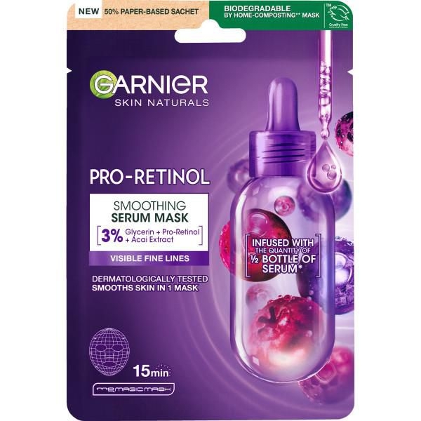 Drogerie a kosmetika - Garnier Skin Naturals Pro-Retinol vyhlazující sérum maska, 22 g