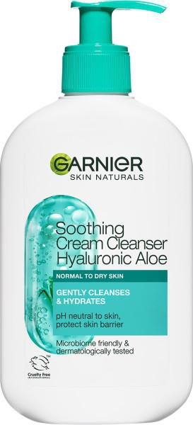 Drogerie a kosmetika - Garnier Skin Naturals zklidňující čisticí krém s kyselinou hyaluronovou a aloe vera 250 ml