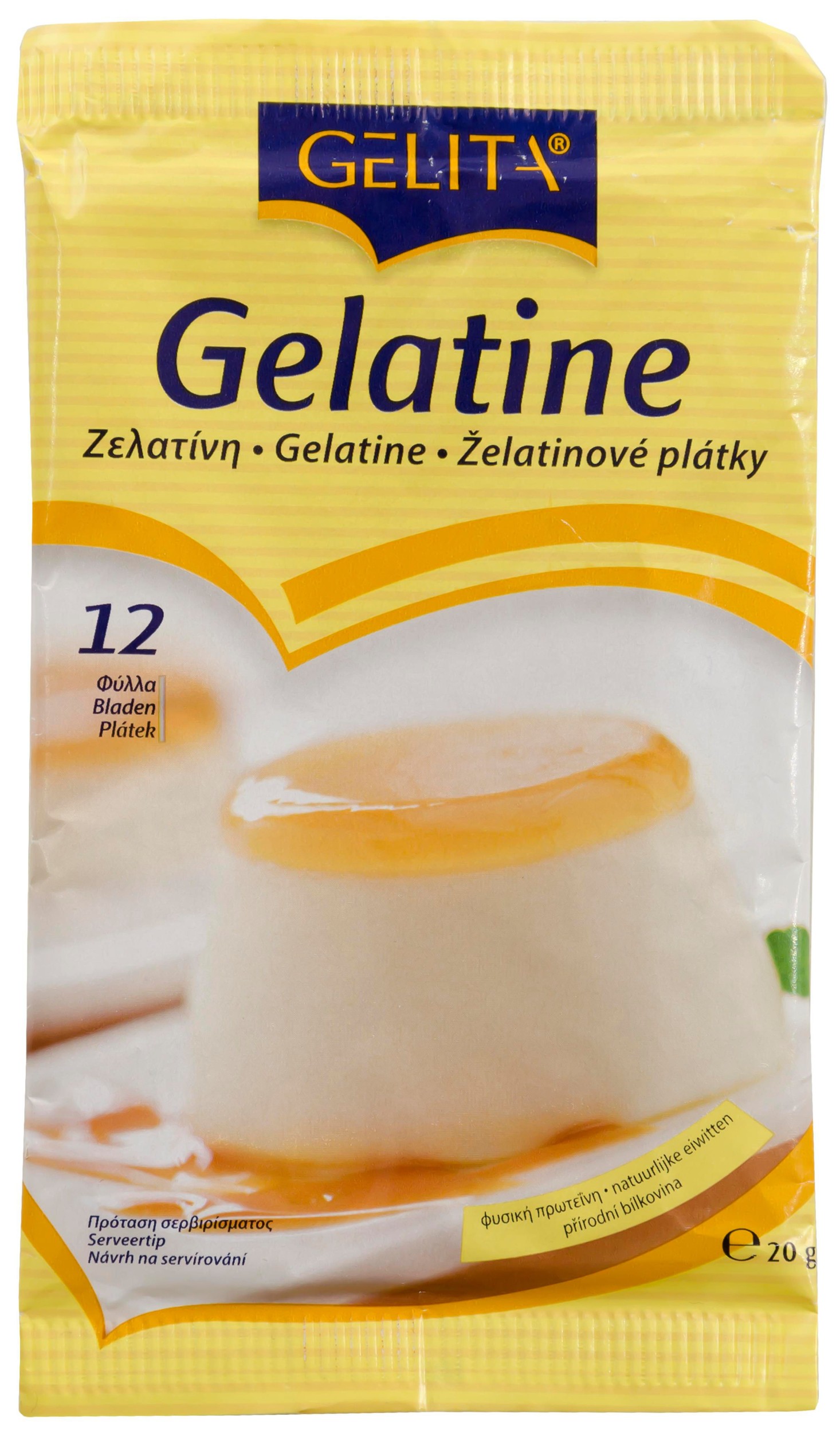 Trvanlivé potraviny - Gelita Plátková želatina 12 plátků 20g