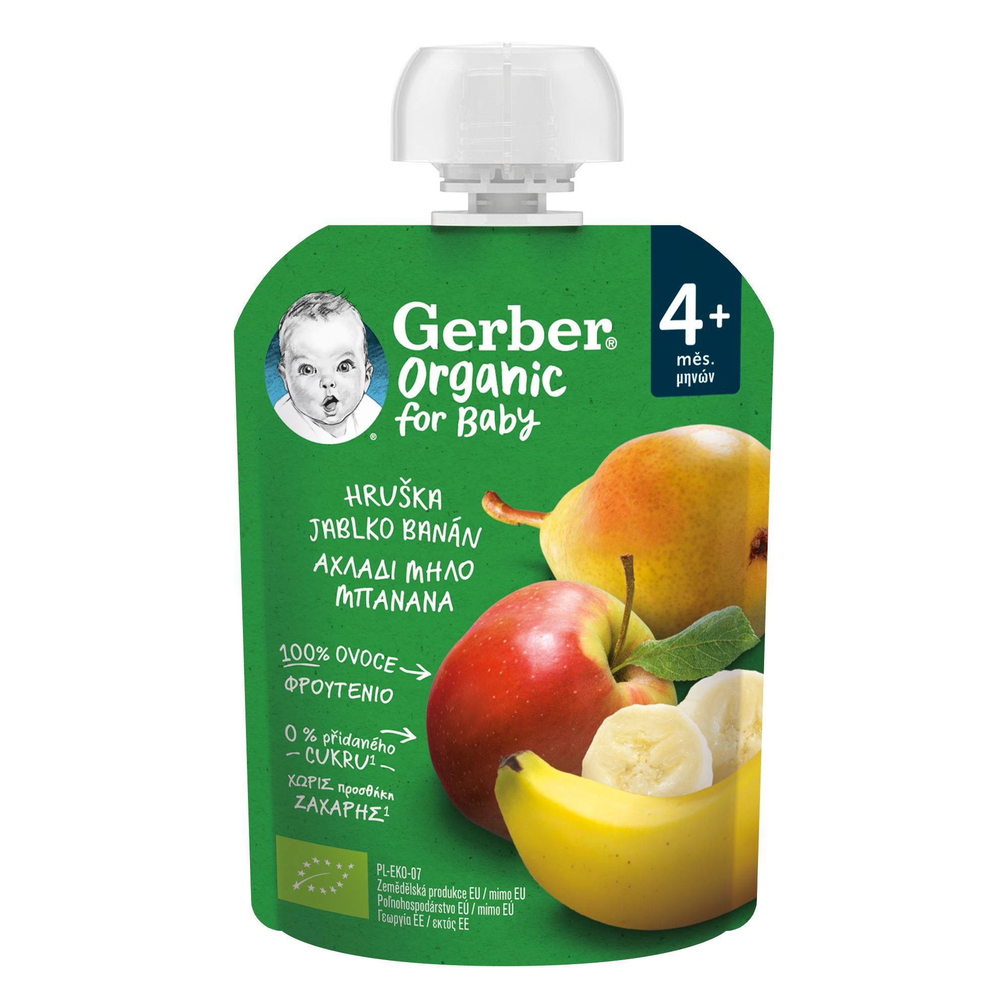 Zdravý svět - Gerber BIO Organic Kapsička hruška, jablko 4m+ 90g