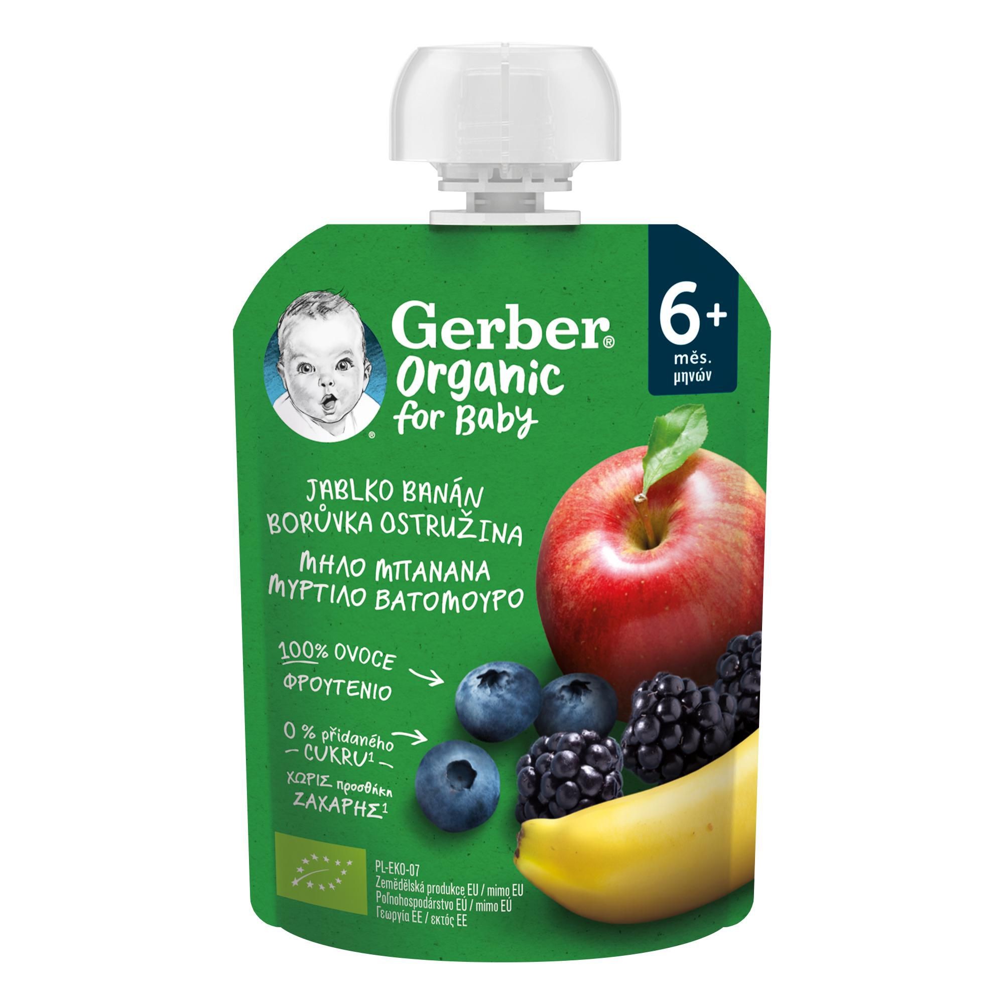 Zdravý svět - Gerber BIO Organic Kapsička jablko, banán 6m+ 90g