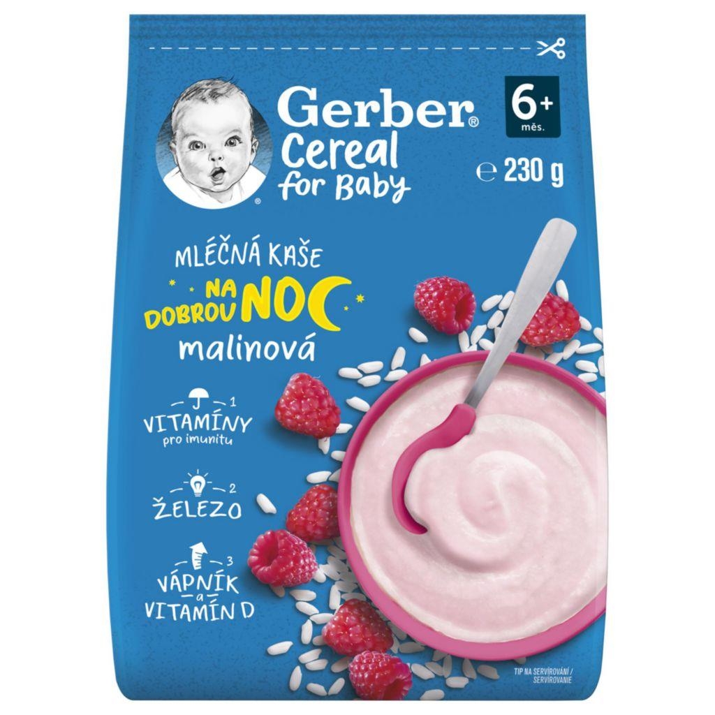 Svět dětí - Gerber Cereal mléčná kaše malinová Dobrou noc 6m+ 230g