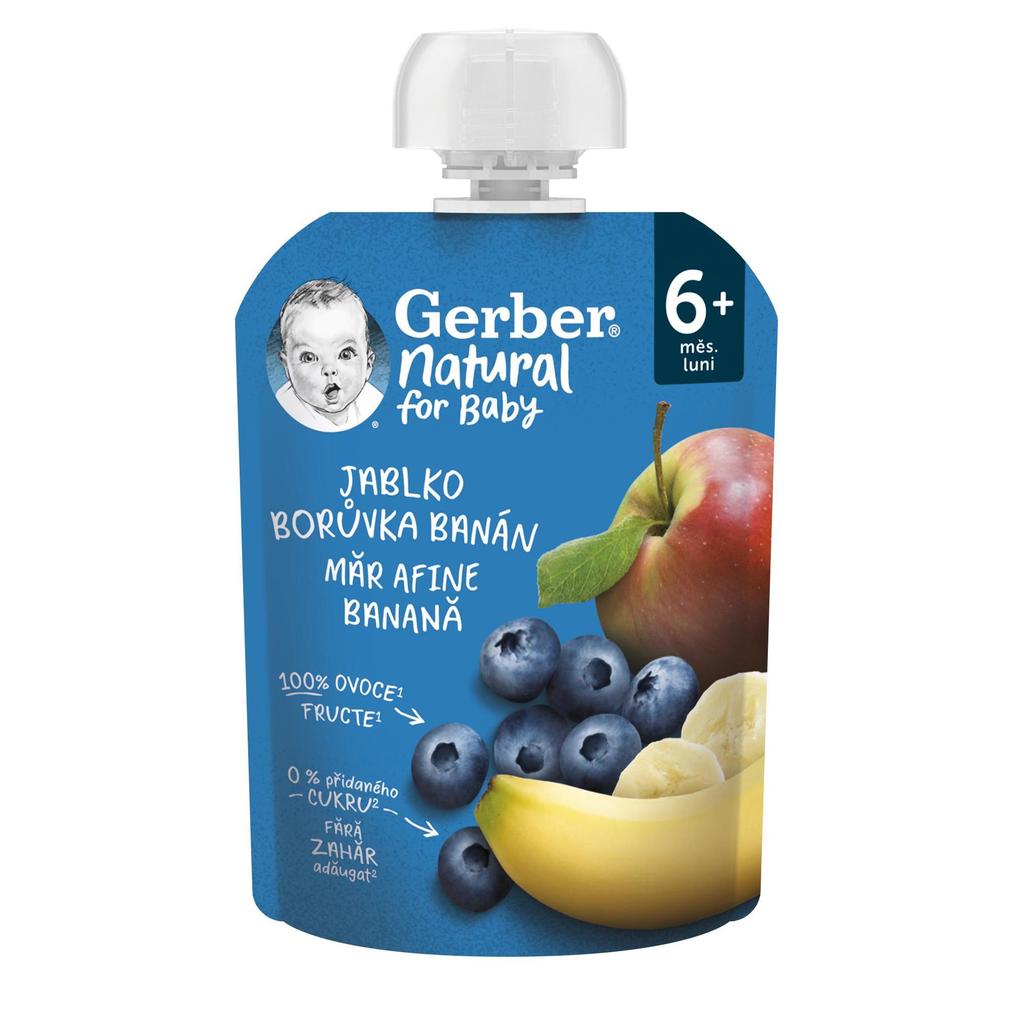 Svět dětí - Gerber Natural Kapsička jablko, borůvka 6m+ 90g