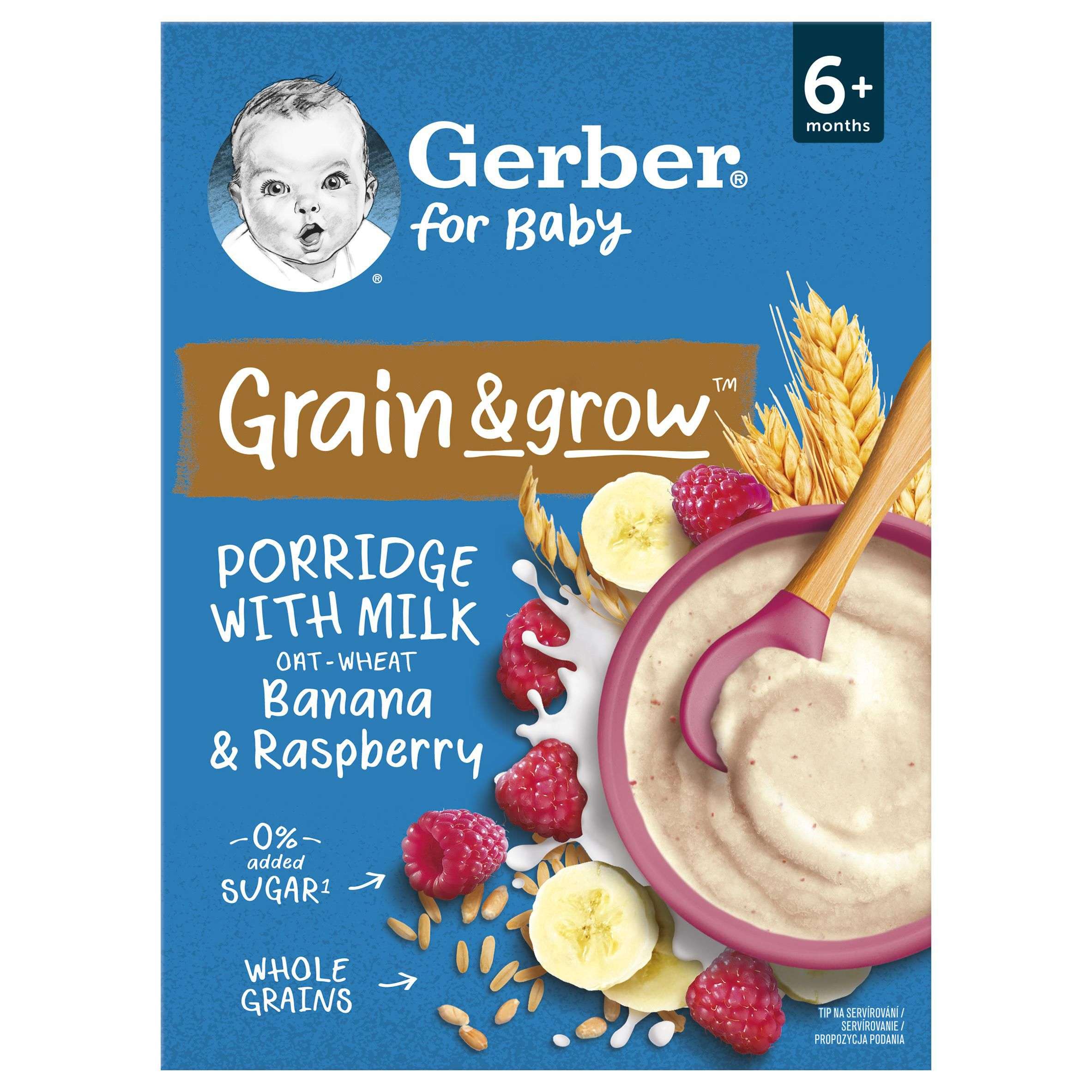 Svět dětí - Gerber Natural Mléčná kaše pšenično-ovesná, malina a banán 6m+ 200 g